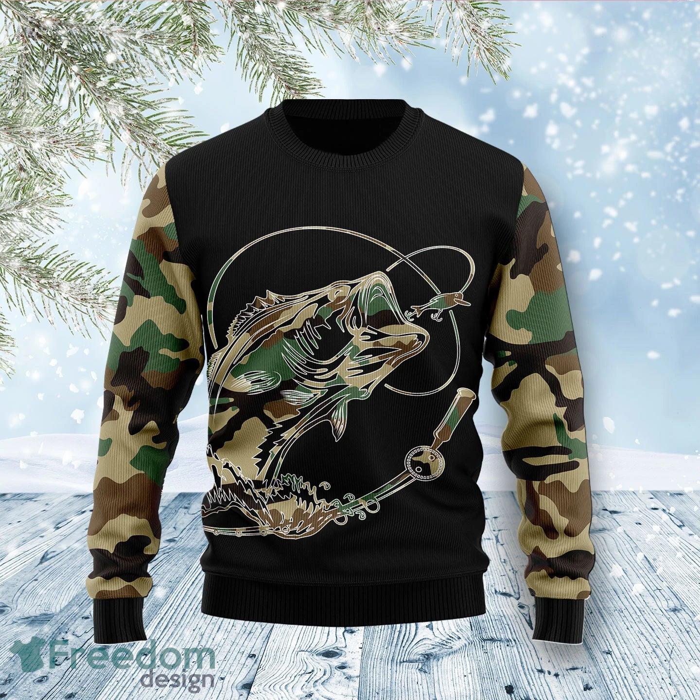 Camo Fishing Ugly Christmas Sweater Gift For Men Women - Freedomdesign