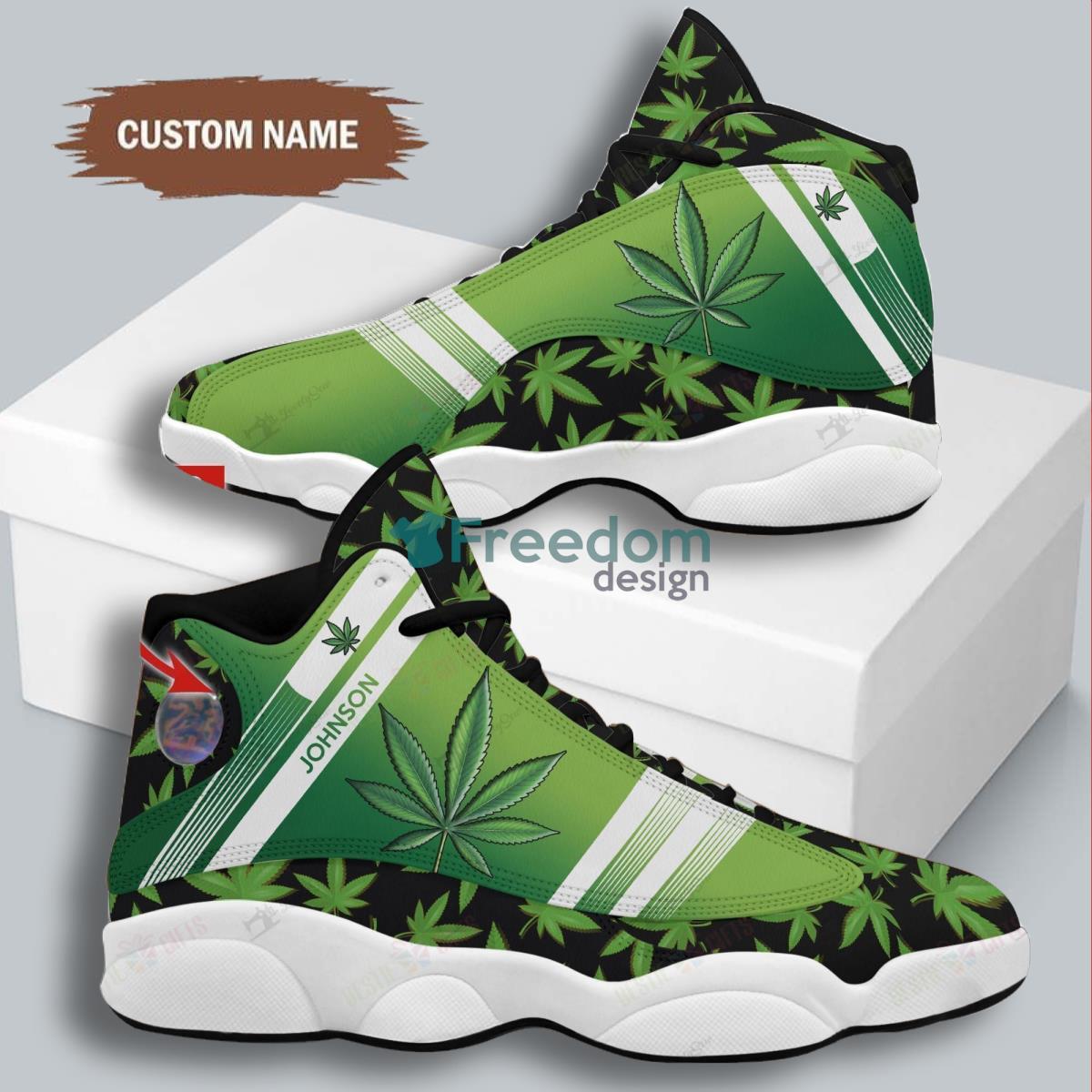 Cannabis Style Custom Name Air Jordan 13 Sneaker Product Photo 2