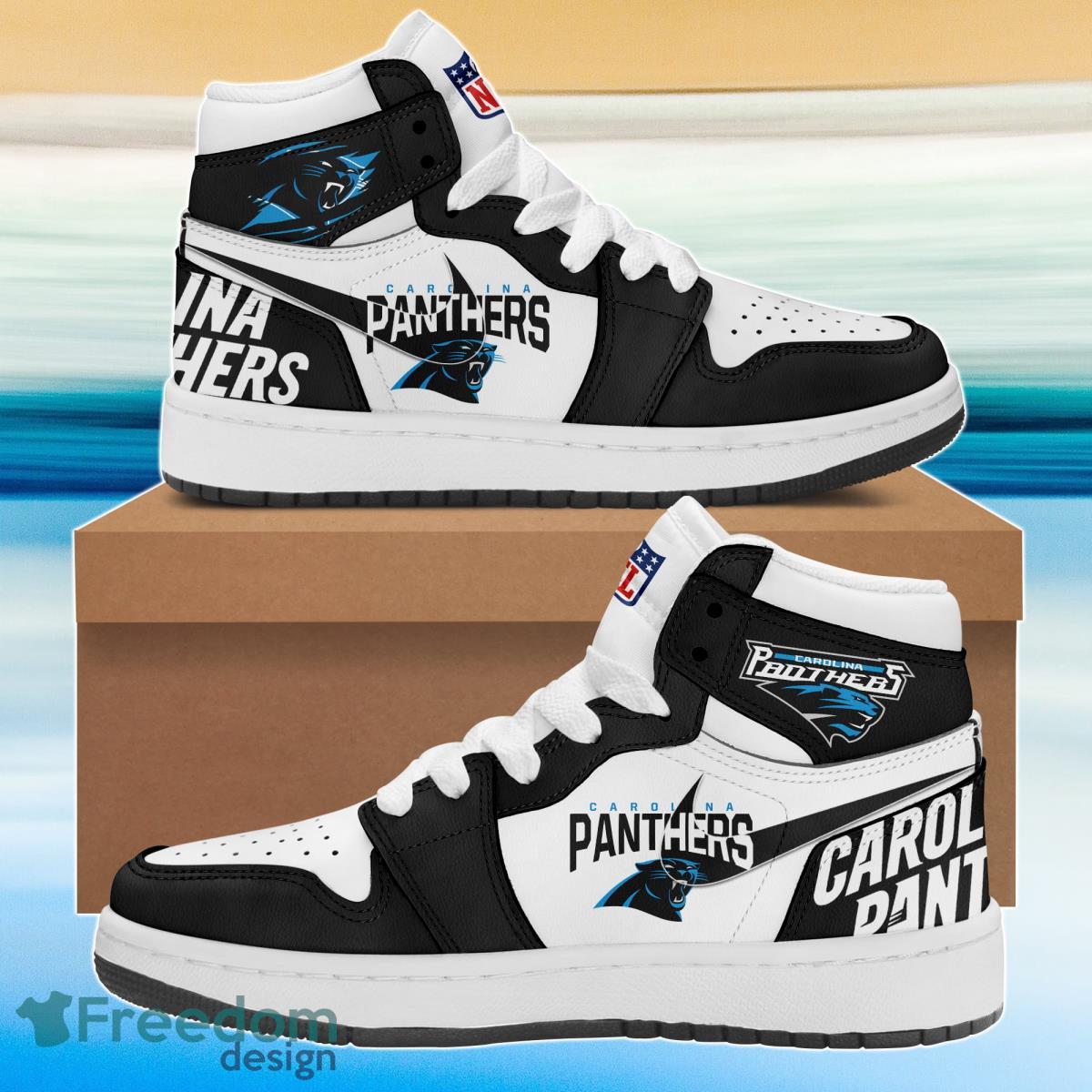 Carolina Panthers Air Jordan Hightop Shoes Product Photo 1