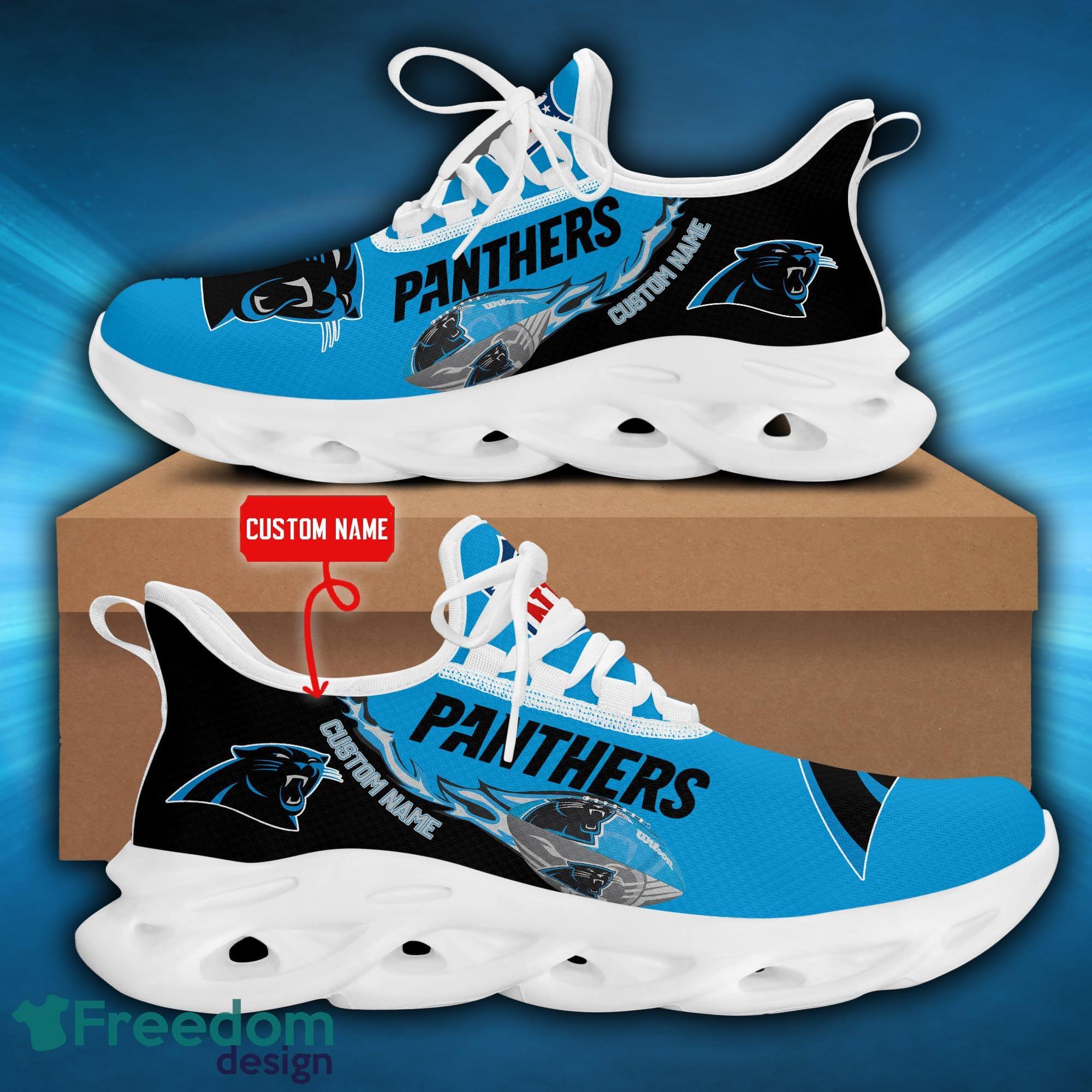 Carolina Panthers Personalized Name NFL Max Soul Shoes Men And