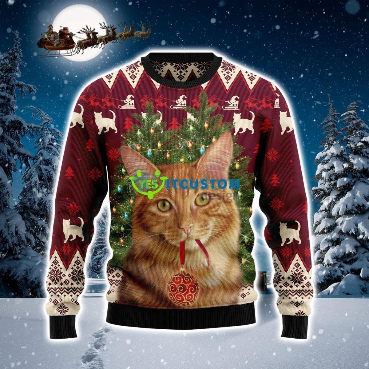 Cat Decor Pine Tree Ugly Christmas Sweater Best Gift For Xmas Product Photo 1