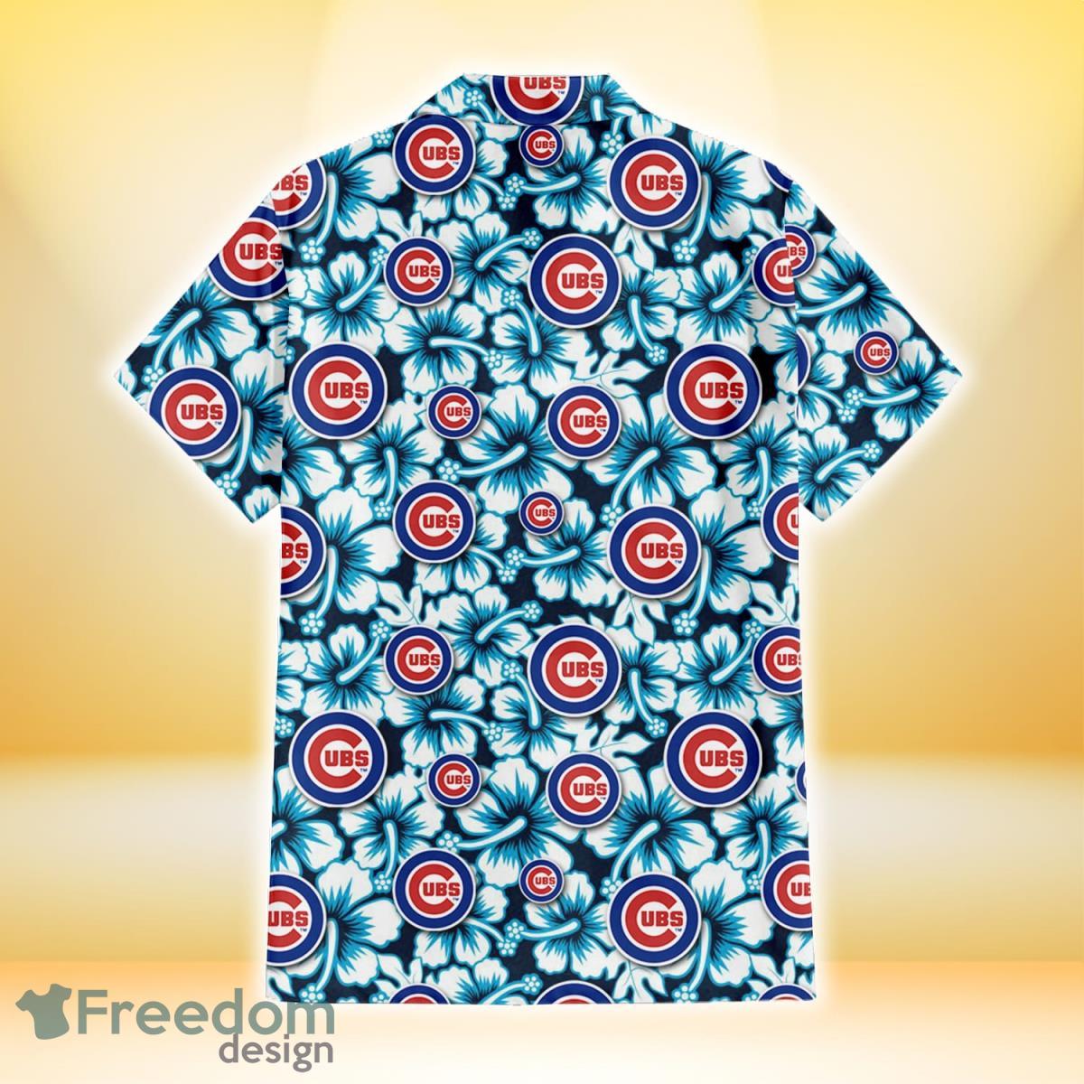 Chicago Cubs Red Hibiscus Green Blue Leaf Yellow Background 3D Hawaiian  Shirt Gift For Fans - Freedomdesign