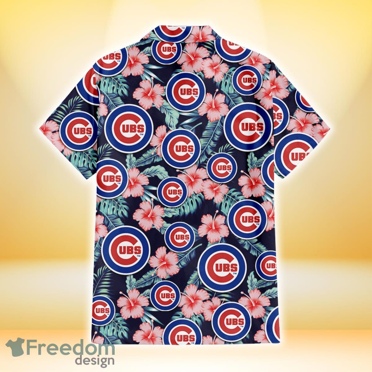 Chicago Cubs Coral Hibiscus Green Banana Leaf Black Background 3D Hawaiian Shirt Gift For Fans Product Photo 3 Chicago Cubs Coral Hibiscus Green Banana Leaf Black Background 3D Hawaiian Shirt Gift For Fans Product Photo 3