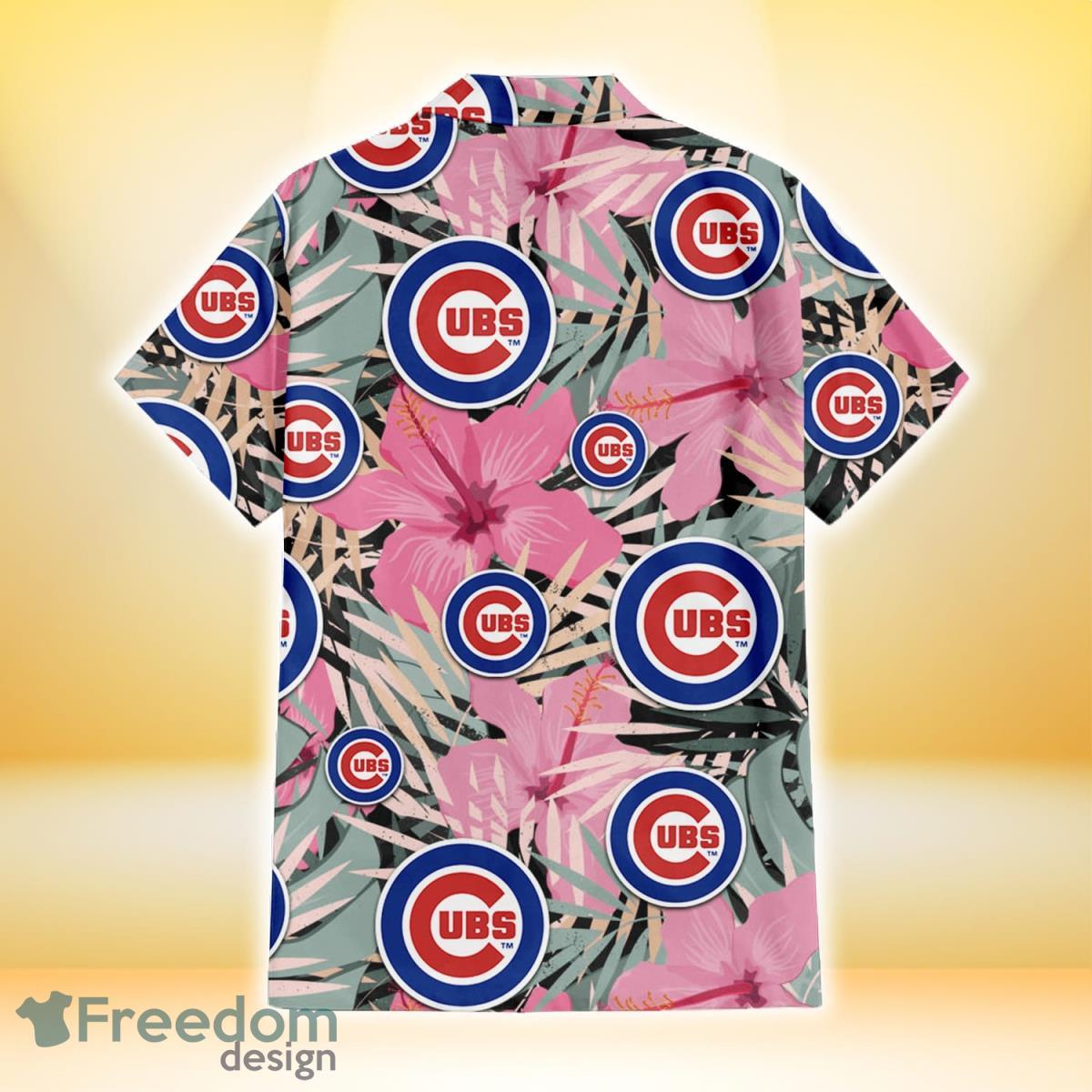 Chicago Cubs Logo And Green Leaf Pattern All Over Print Hawaiian Shirt For  Fans - Freedomdesign