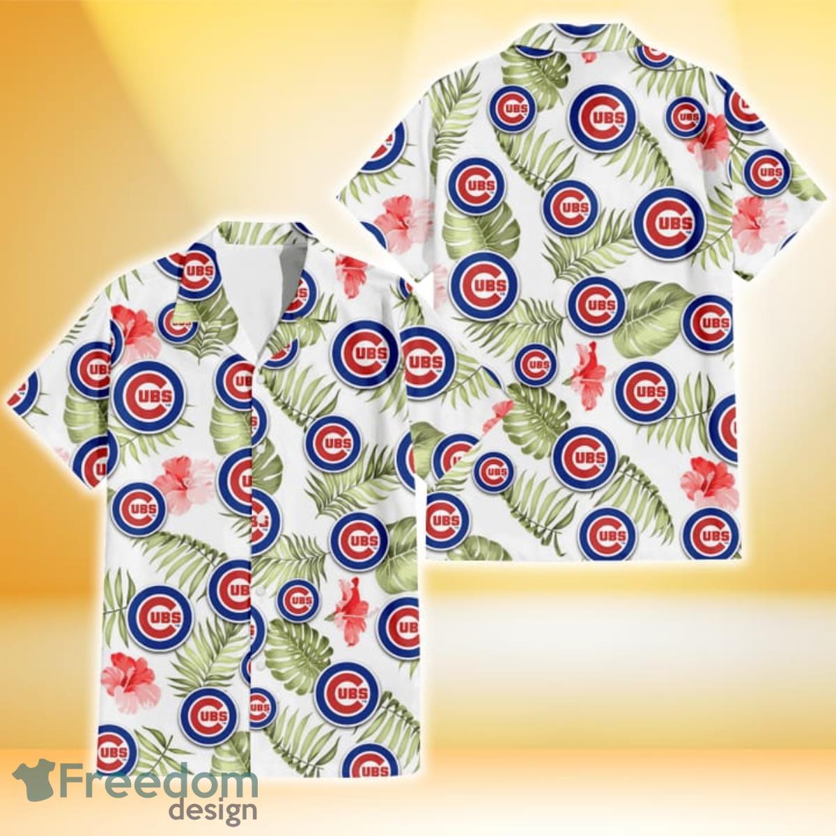 Chicago Cubs Logo And Green Leaf Pattern All Over Print Hawaiian Shirt For  Fans - Freedomdesign