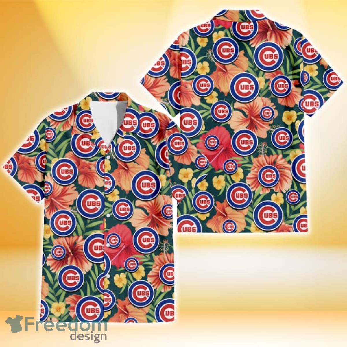 Chicago Cubs Pink Orange Black Background 3D Hawaiian Shirt Gift For Fans -  Freedomdesign