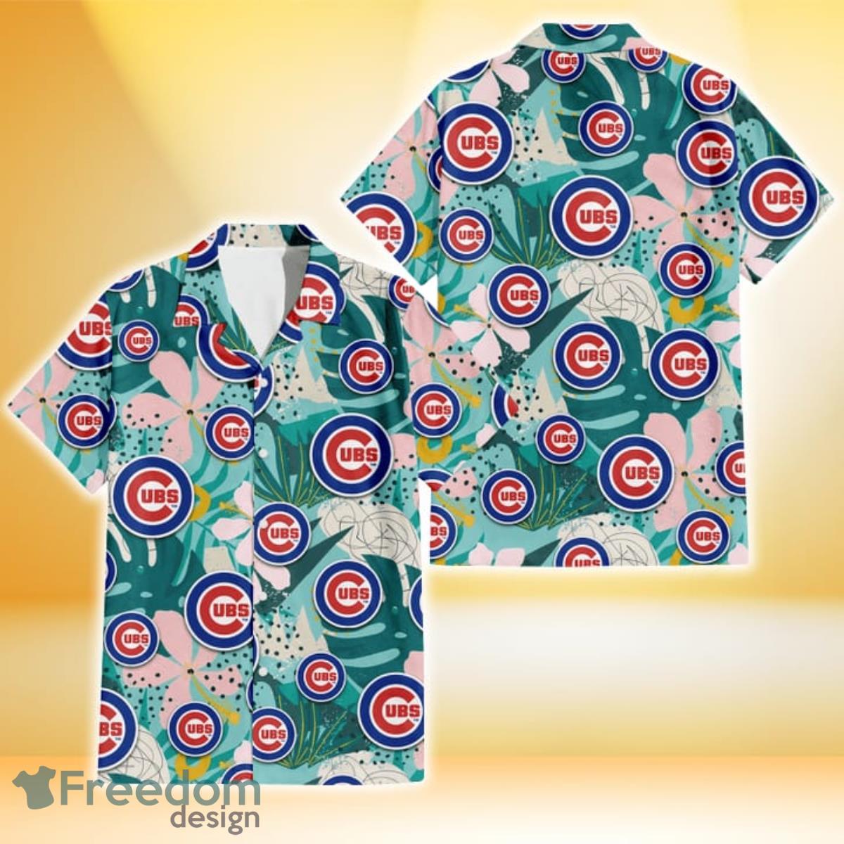 Chicago Cubs Logo And Green Leaf Pattern All Over Print Hawaiian Shirt For  Fans - Freedomdesign