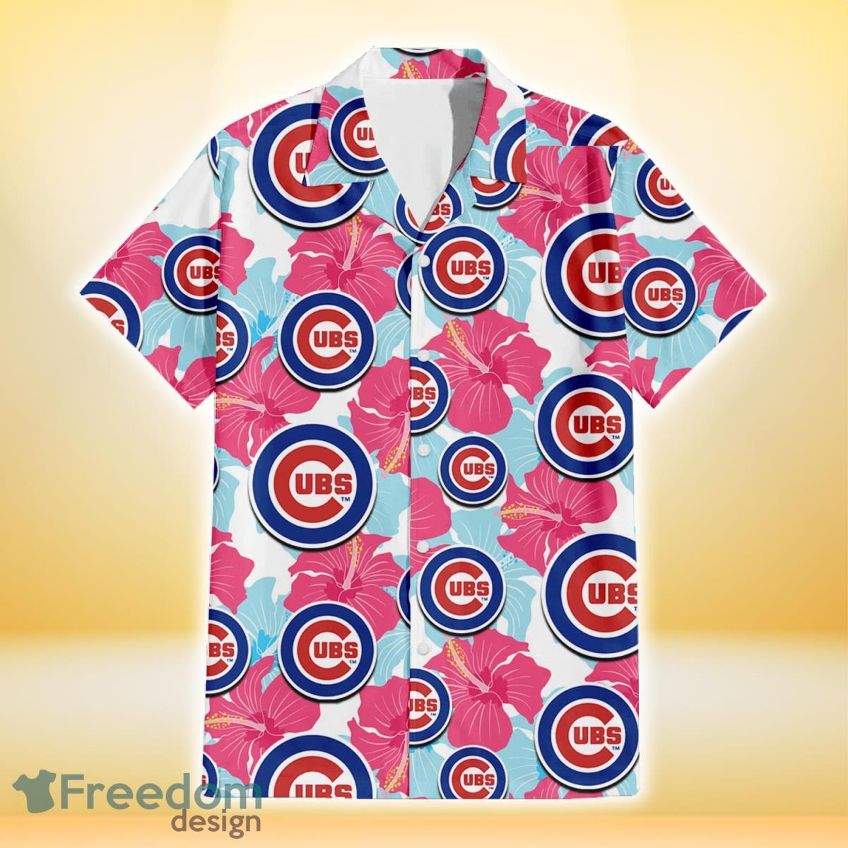 Chicago Cubs Small Hibiscus Buds Navy Background 3D Hawaiian Shirt Gift For  Fans - Freedomdesign