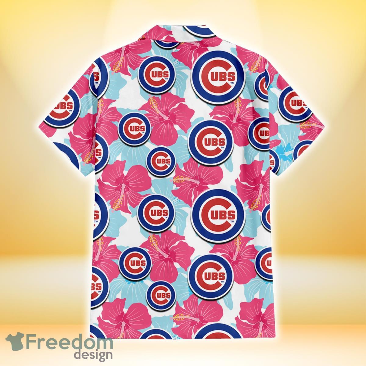 Chicago Cubs Small Hibiscus Buds Navy Background 3D Hawaiian Shirt Gift For  Fans - Freedomdesign