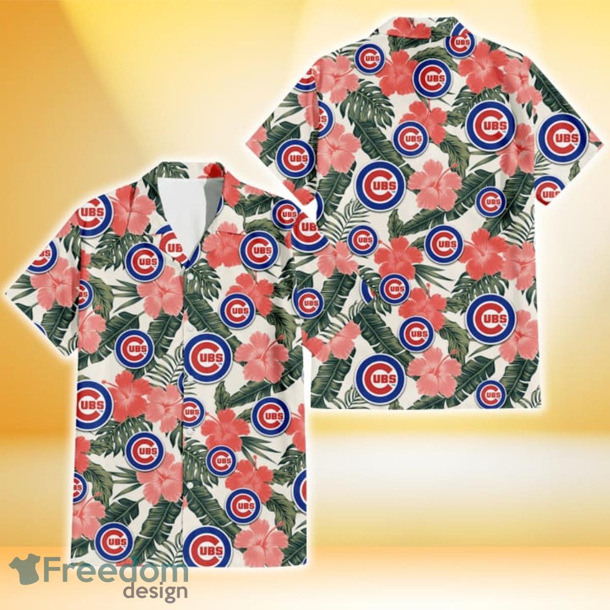 Chicago Cubs Light Blue Hibiscus Banana Leaf Navy Background 3D Hawaiian  Shirt Gift For Fans - Freedomdesign