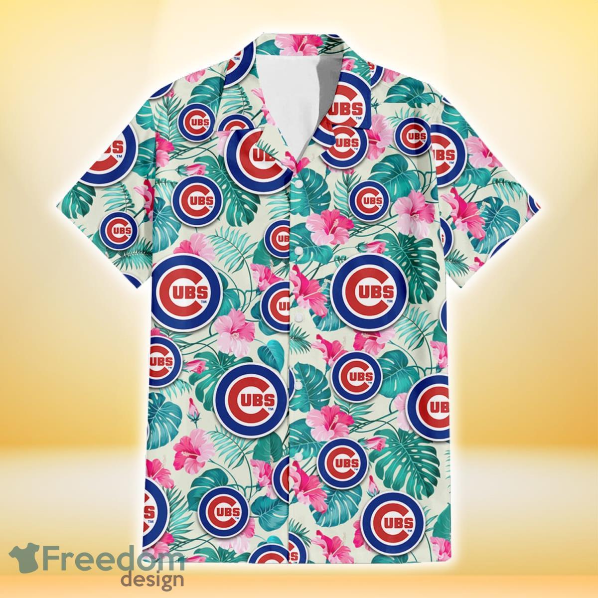 Chicago Cubs Red Hibiscus Green Blue Leaf Yellow Background 3D Hawaiian  Shirt Gift For Fans - Freedomdesign