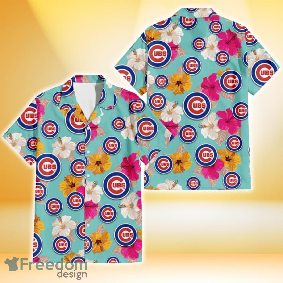 Chicago Cubs Violet Red Blue Leaf Black Background 3D Hawaiian