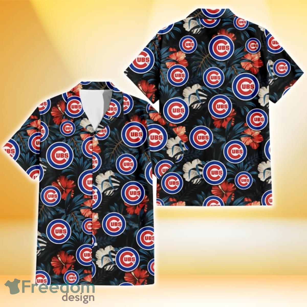 Chicago Cubs Logo And Green Leaf Pattern All Over Print Hawaiian Shirt For  Fans - Freedomdesign