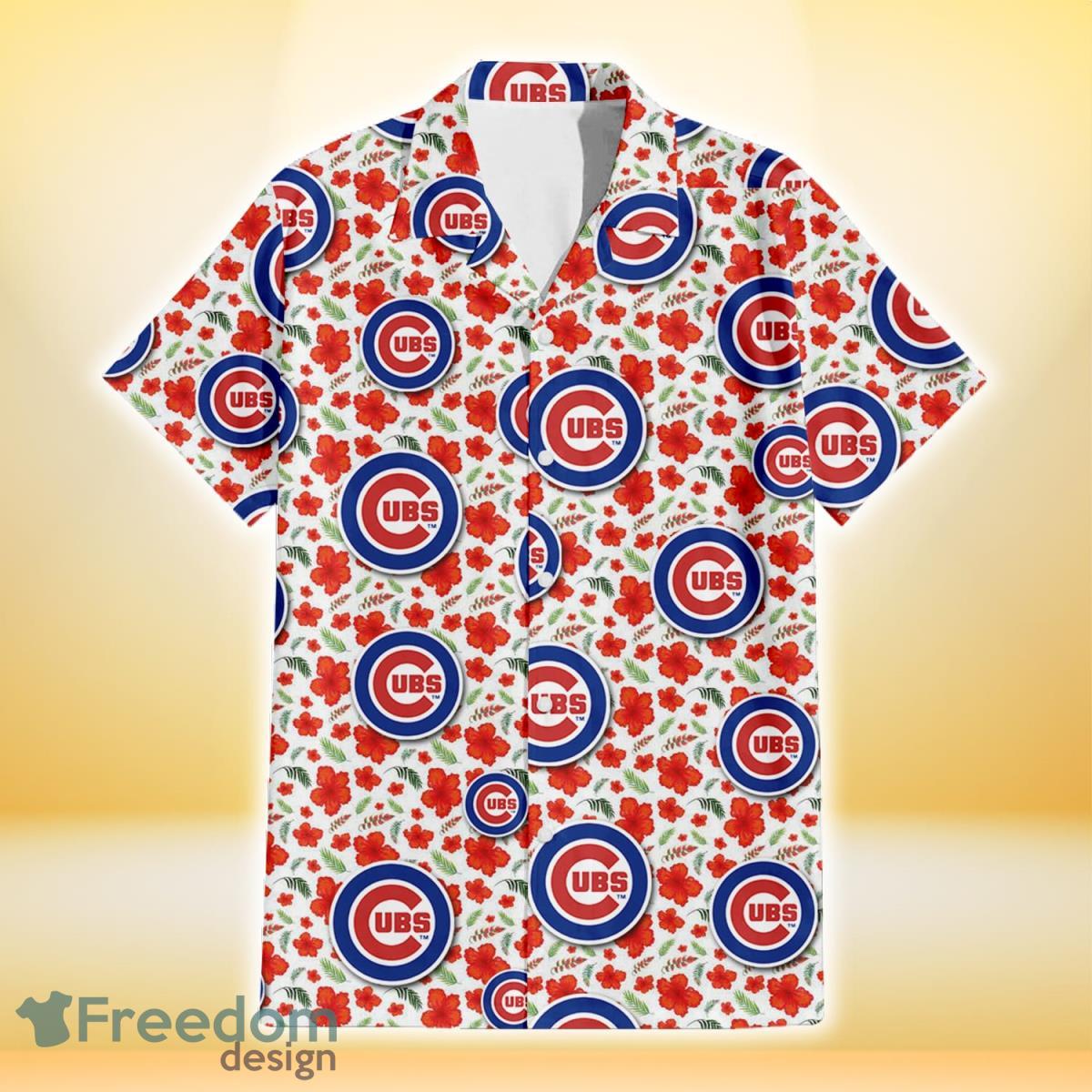 Chicago Cubs Logo And Green Leaf Pattern All Over Print Hawaiian Shirt For  Fans - Freedomdesign