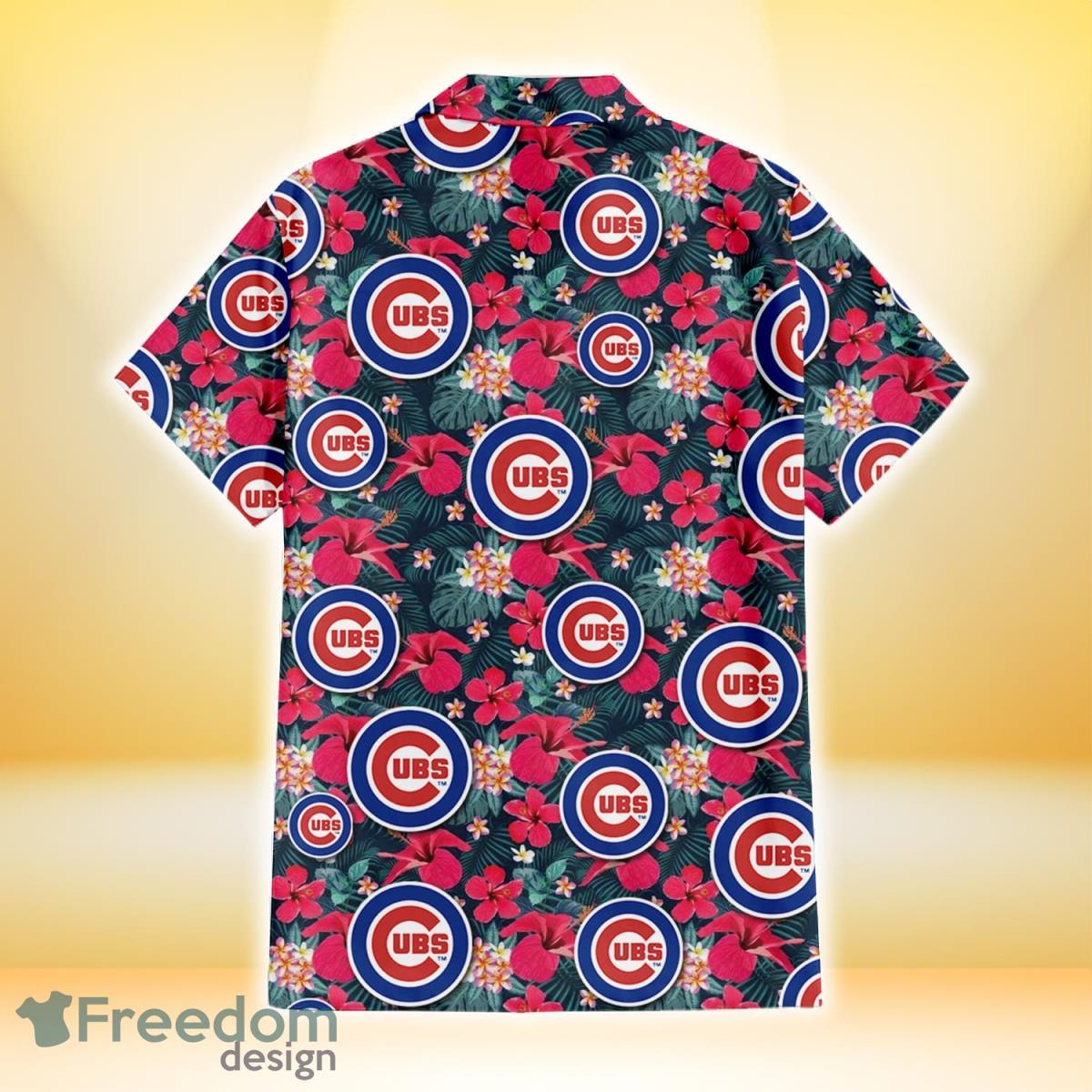 Chicago Cubs White Hibiscus Indian Red Background 3D Hawaiian