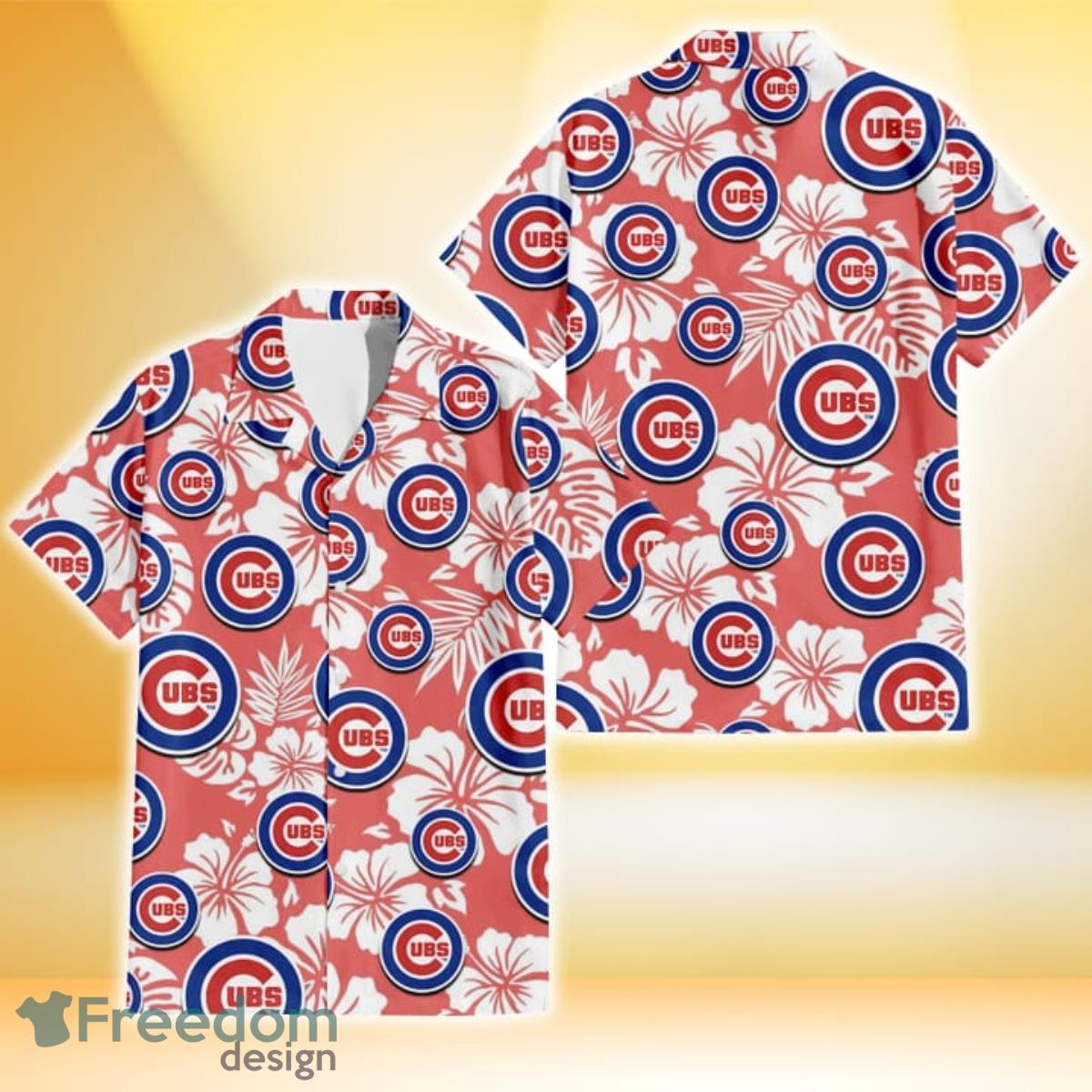 Chicago Cubs Pink Flower And Logo Pattern Hawaiian Shirt For Fans -  Freedomdesign