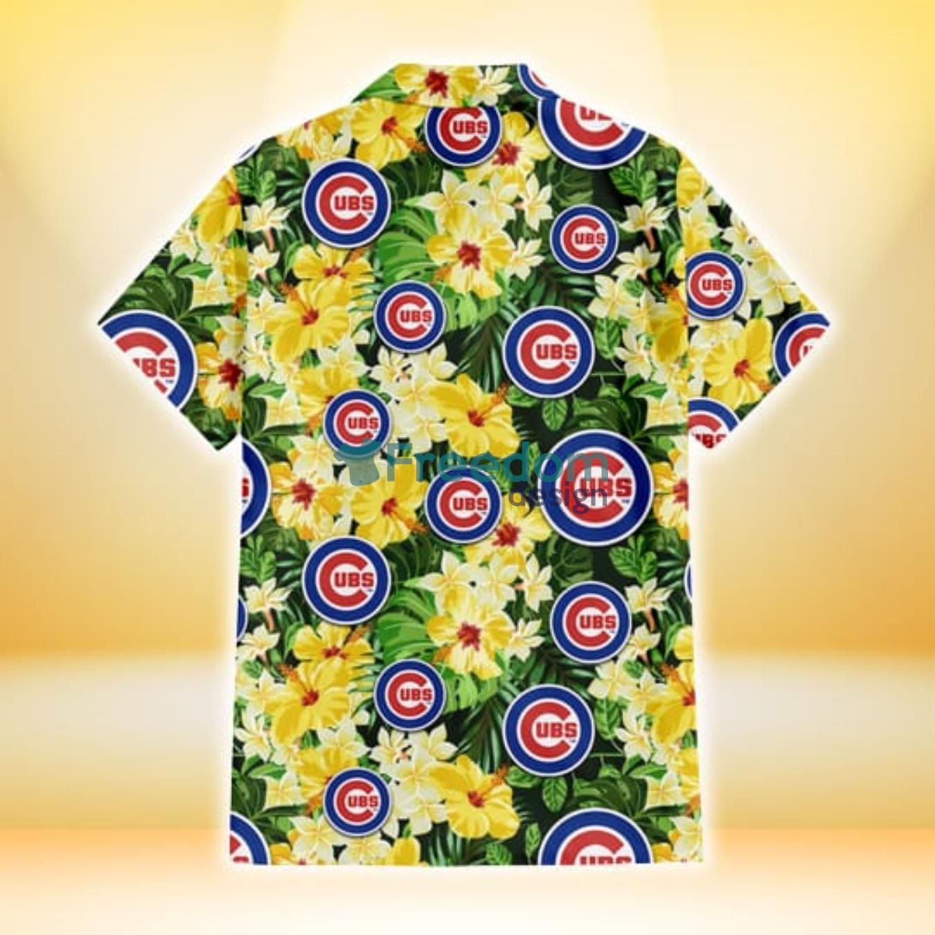 Chicago Cubs Green Leaf Pattern Tropical Hawaiian Shirt For Men