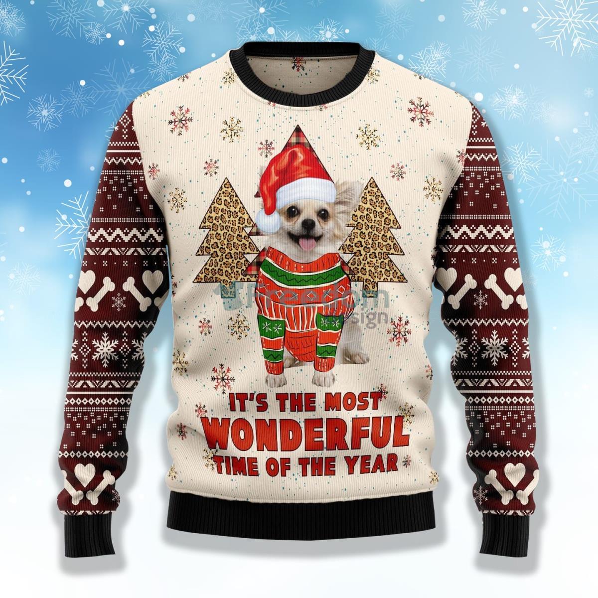 Chihuahua The Most Beautiful Time Ugly Christmas Sweater Product Photo 1