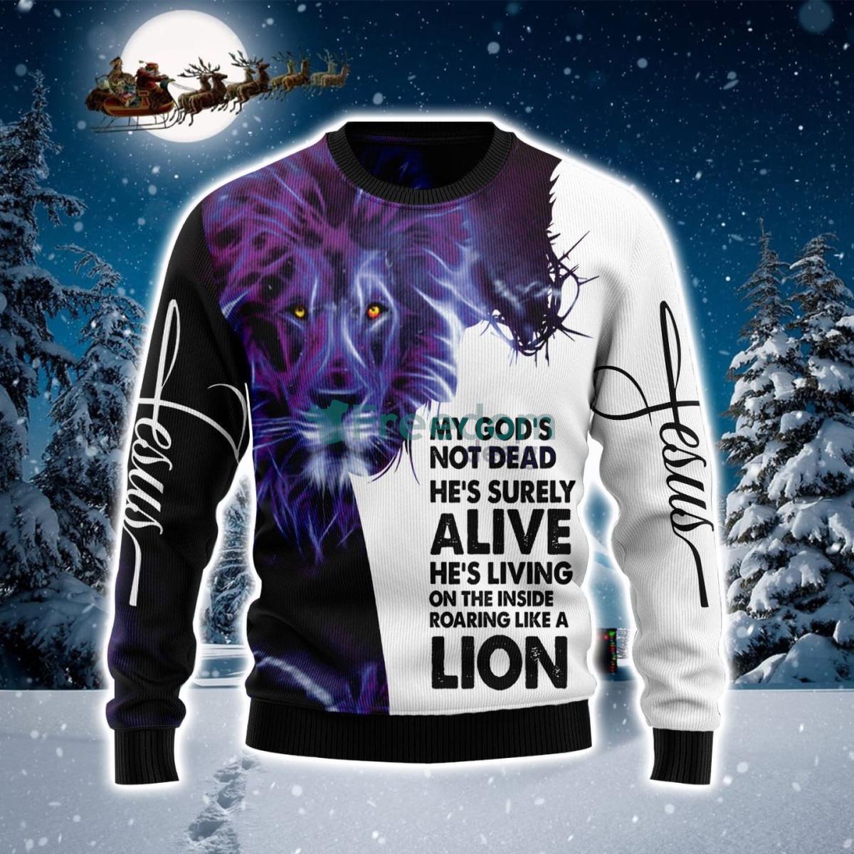 Christian Lion Ugly Christmas Sweater Product Photo 1