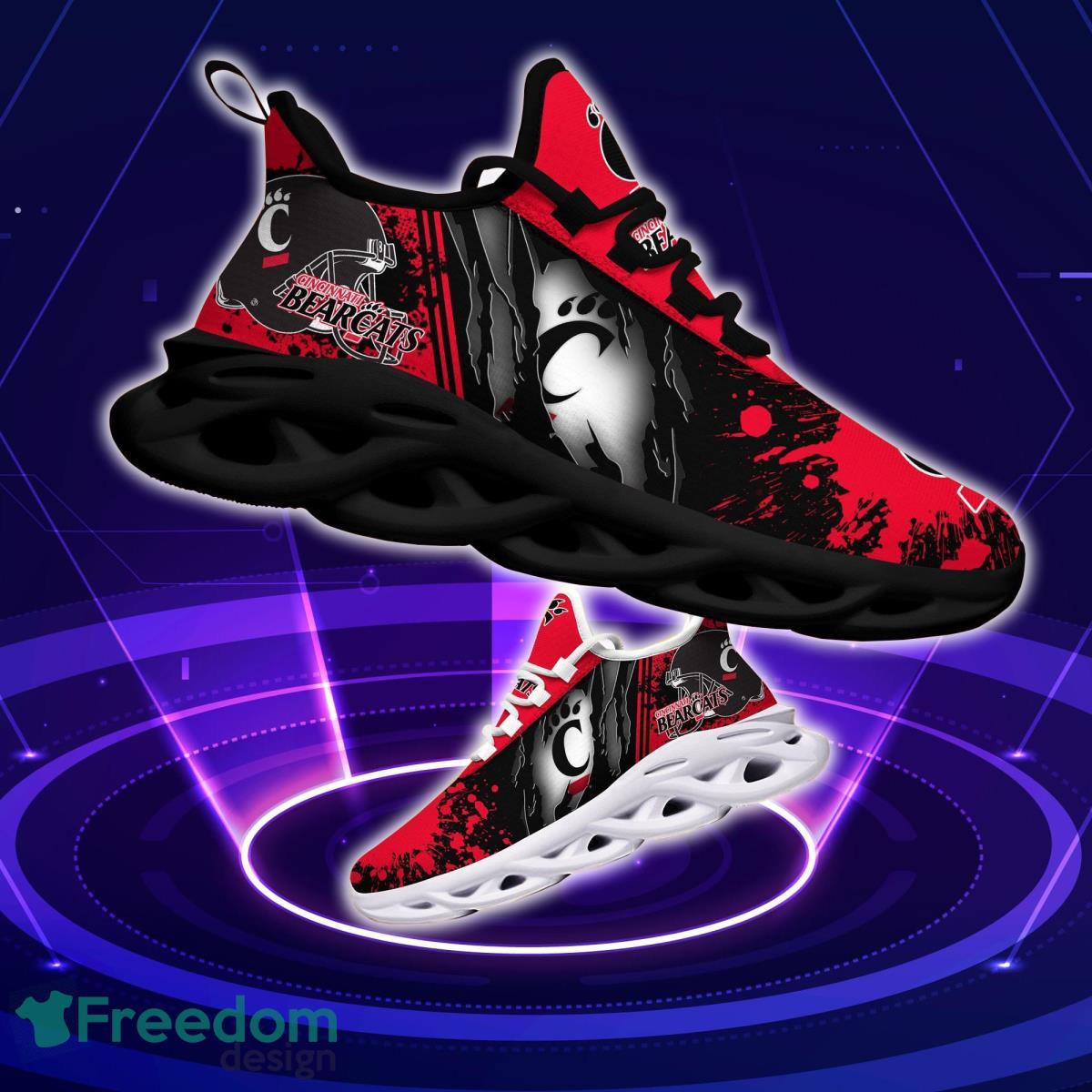 Cincinnati Bearcats Logo Torn And Splatter Background Max Soul Shoes Best Sneakers For Fans Product Photo 1