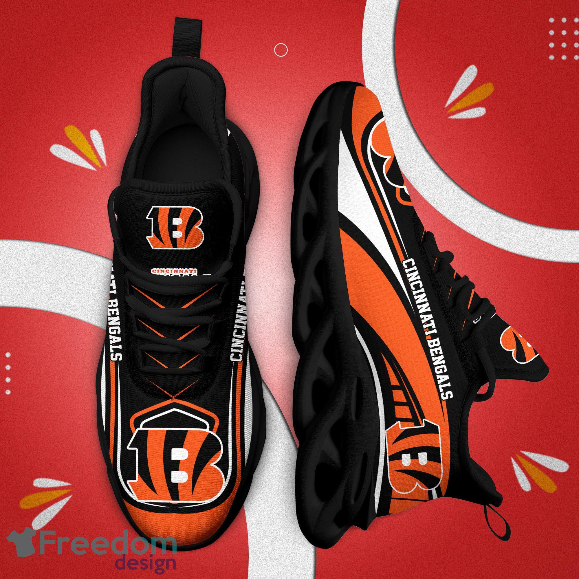 Cincinnati Bengals Logo Running Sneaker Max Soul Shoes In Black