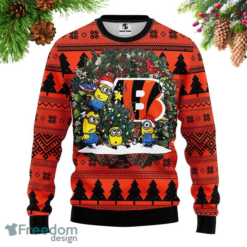 Cincinnati Bengals Minion Wreath Bengals Ugly Christmas Sweater