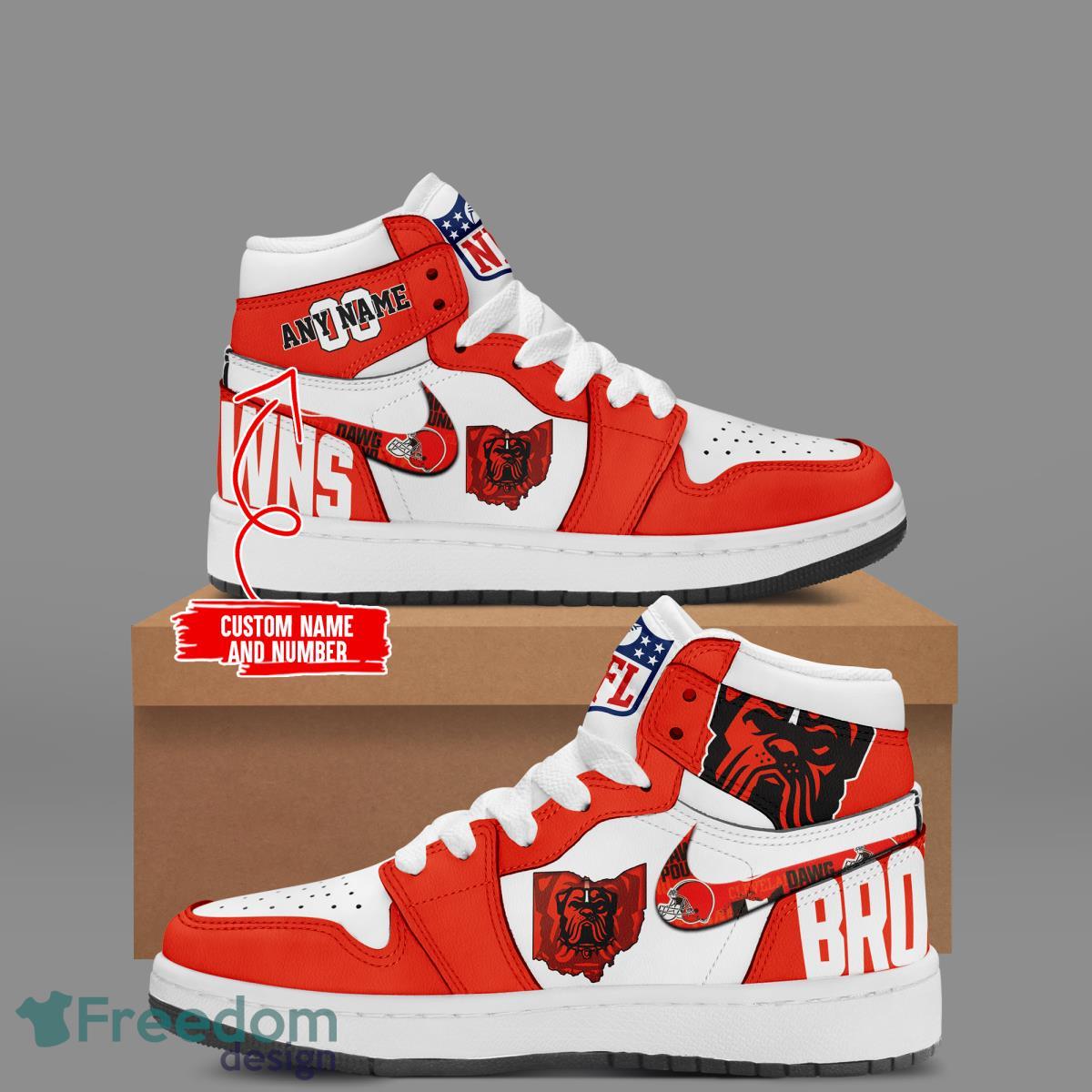 Cleveland Browns Logo Personalized Air Jordan 4 Sneaker - The