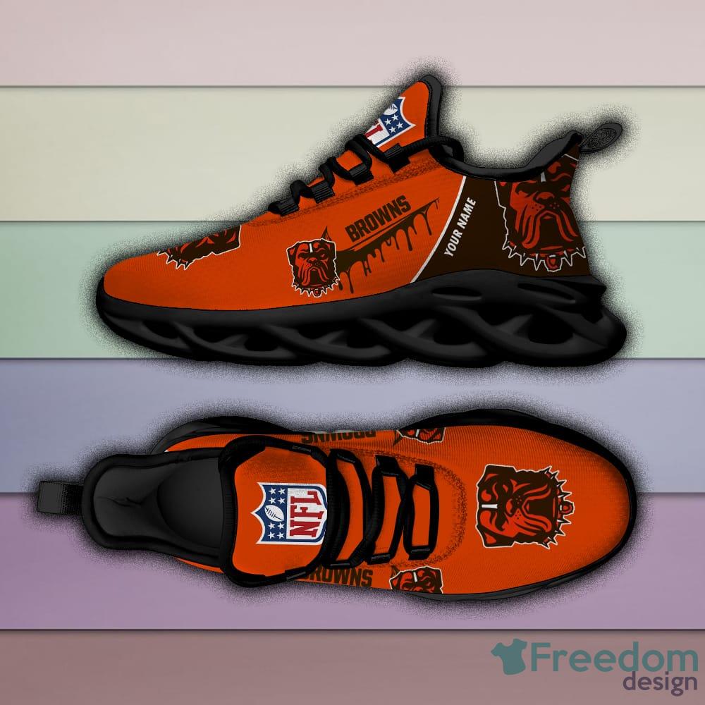 Cleveland Browns Brown Splat Custom Nike Air Max Shoes Black