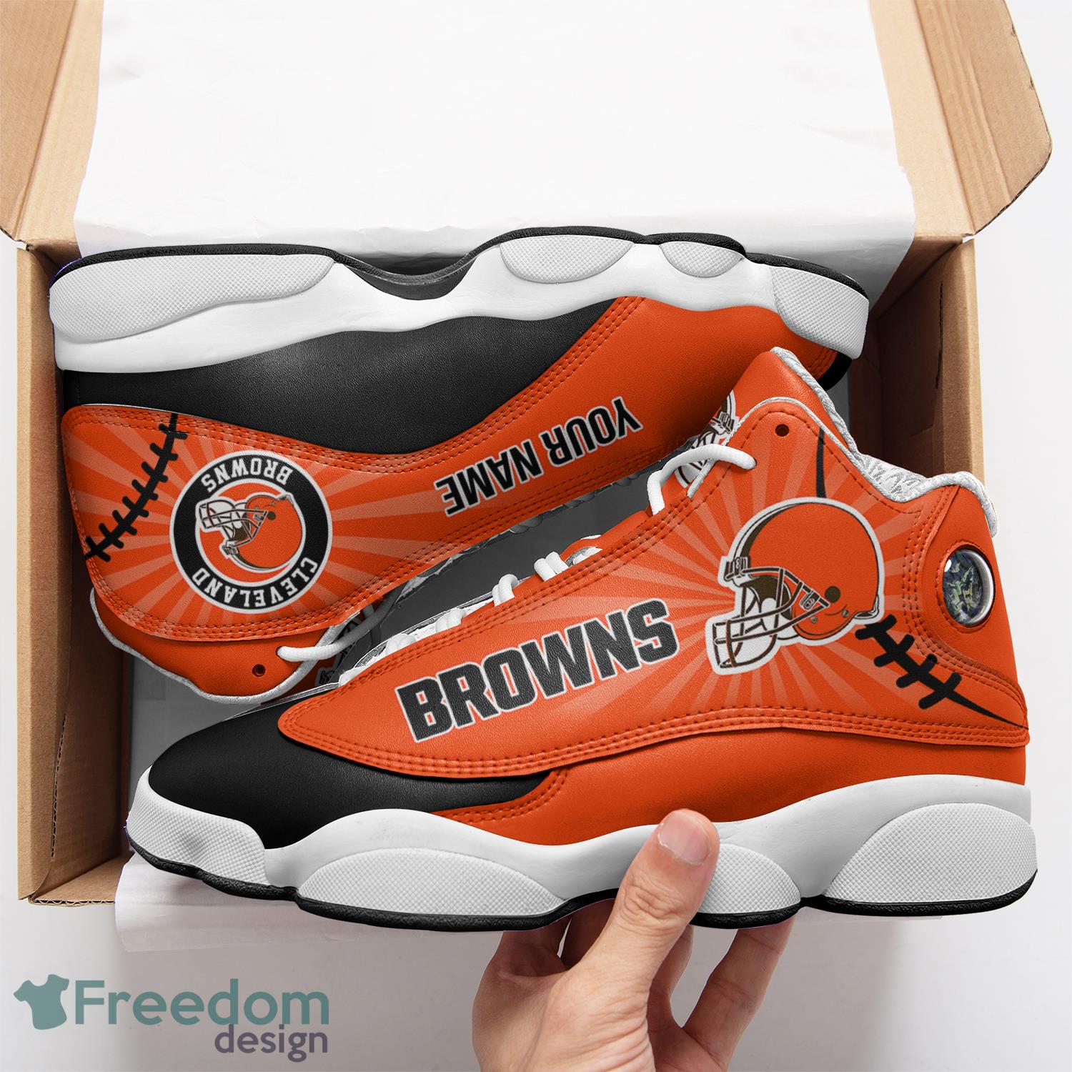 Cleveland Browns Skull Air Jordan 13 Sneakers Shoes