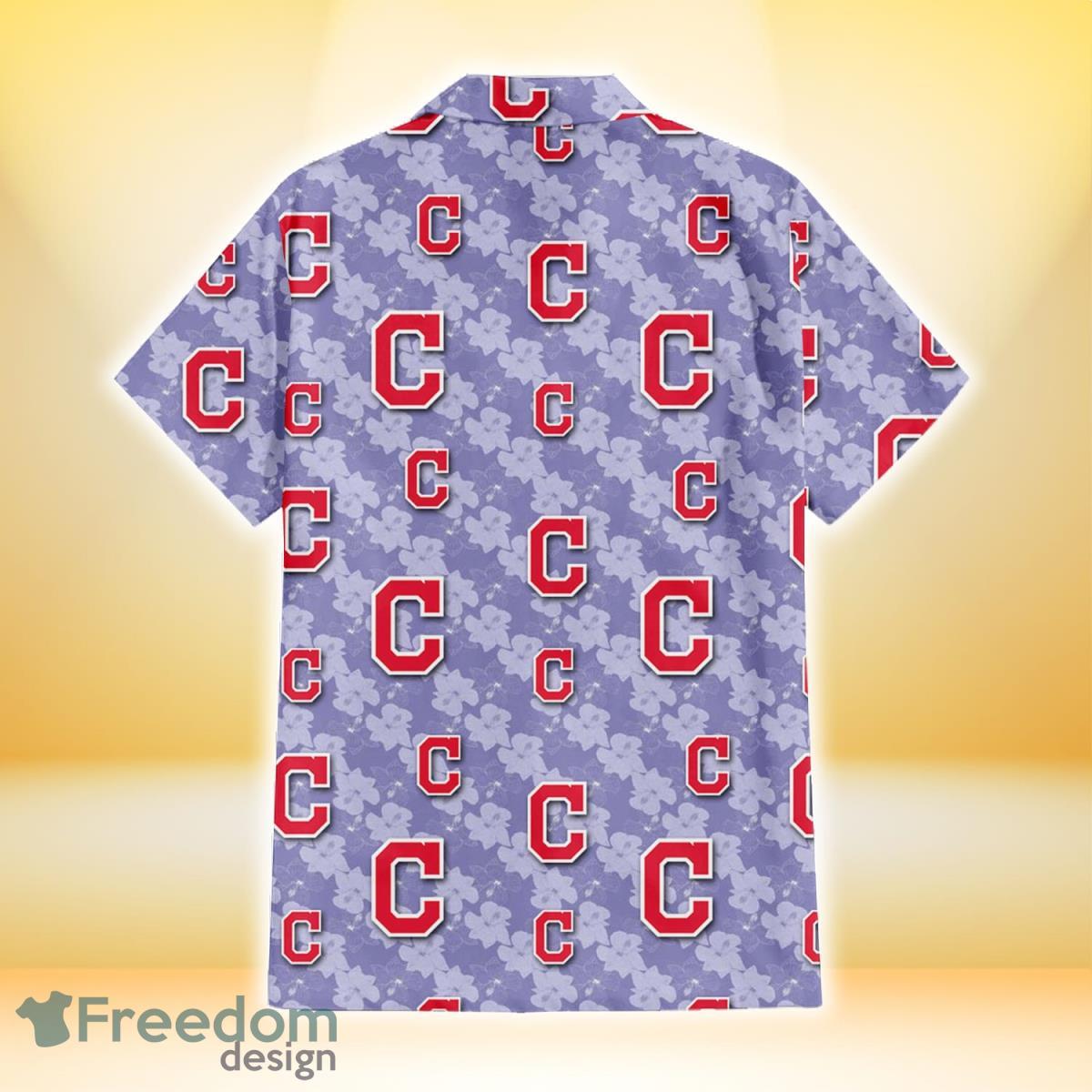 Cleveland Indians Light Purple Hibiscus Pattern Stripe Powder Purple 3D  Hawaiian Shirt Gift For Fans - Freedomdesign