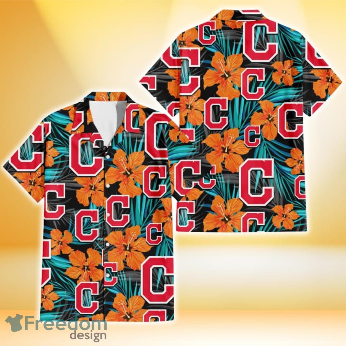 Cleveland Indians Red Hibiscus Green Leaf Tropical Hawaiian Shirt For Sport  Fans - Freedomdesign