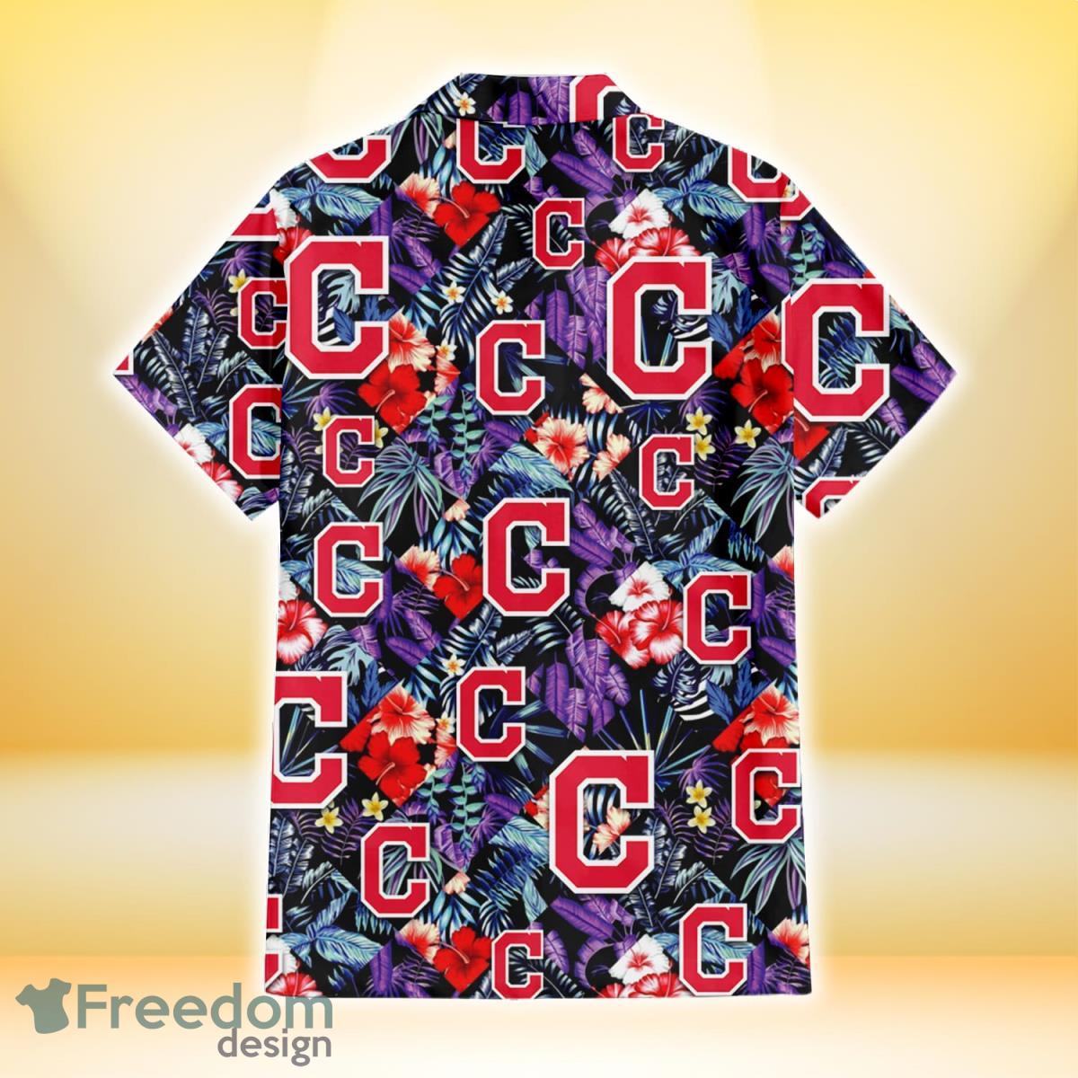 Cleveland Indians White Hibiscus Porcelain Flower Palm Leaf Black 3D  Hawaiian Shirt Gift For Fans - Freedomdesign