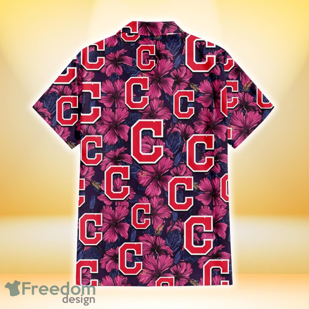 Cleveland Indians Light Purple Hibiscus Pattern Stripe Powder Purple 3D  Hawaiian Shirt Gift For Fans - Freedomdesign