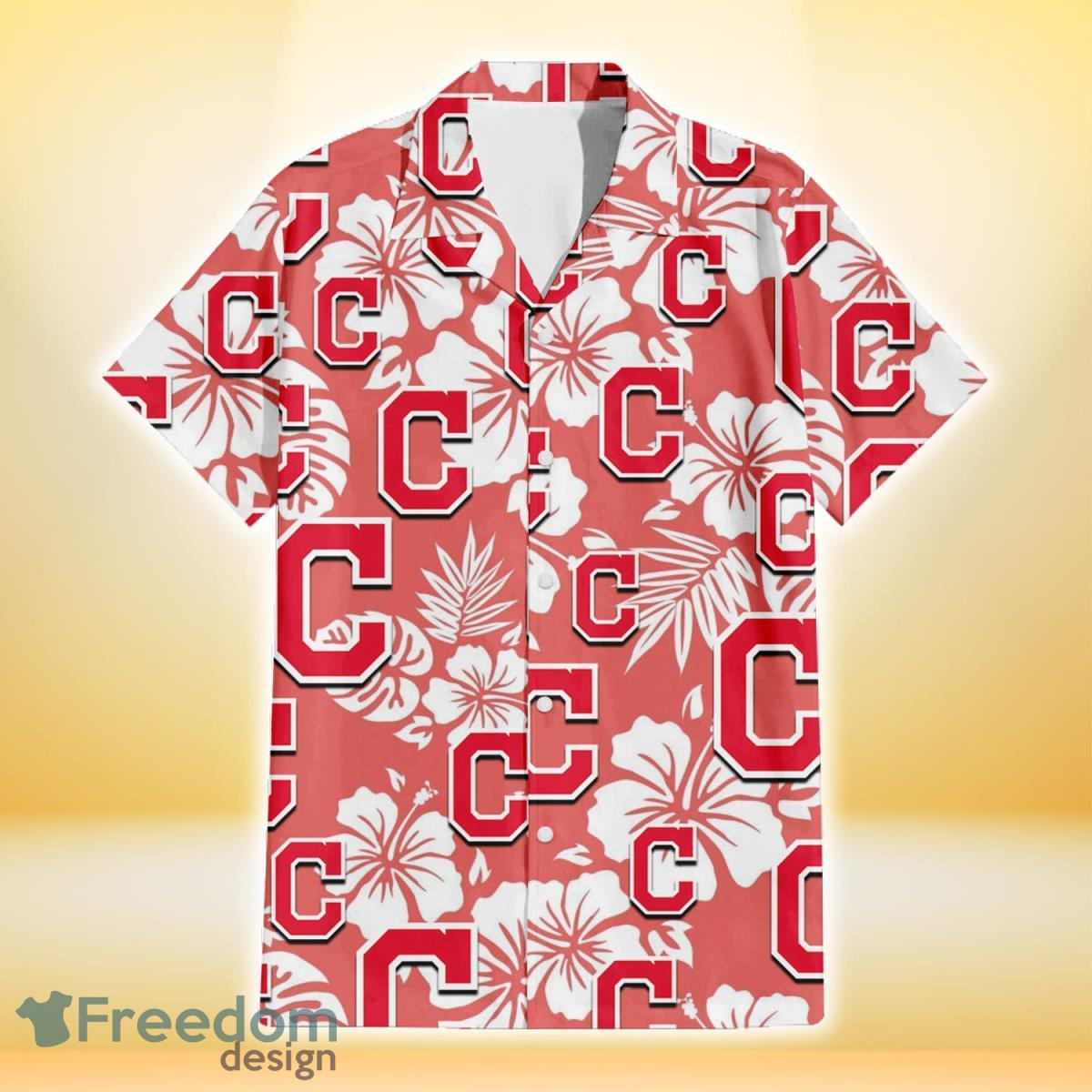 MLB Cleveland Indians Hawaiian Shirt Ocean Hibiscus Custom Name For Fans  Gift - Banantees