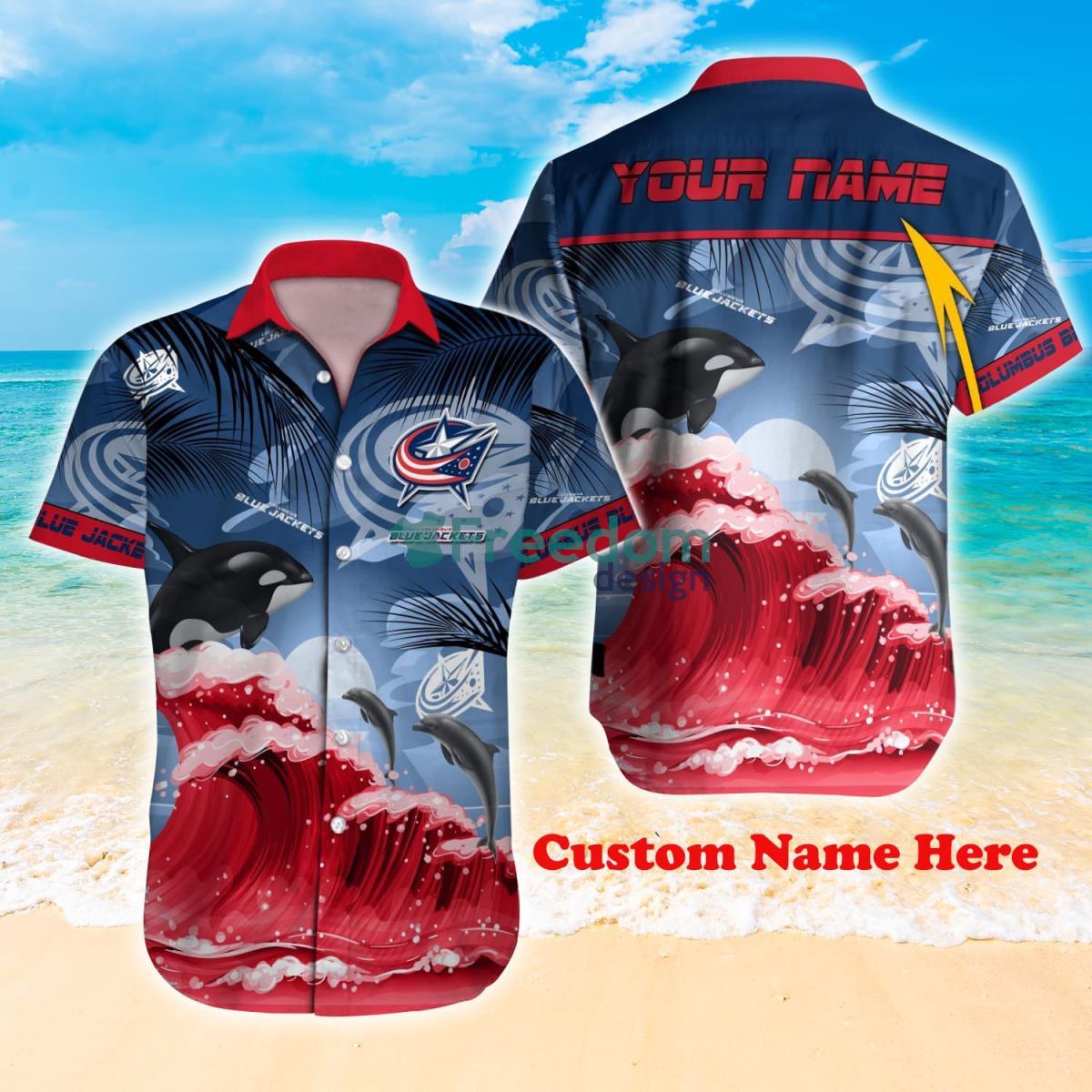 Columbus Blue Jackets NHL Hot Design Custom Name Hawaiian Shirt For Fans Product Photo 1