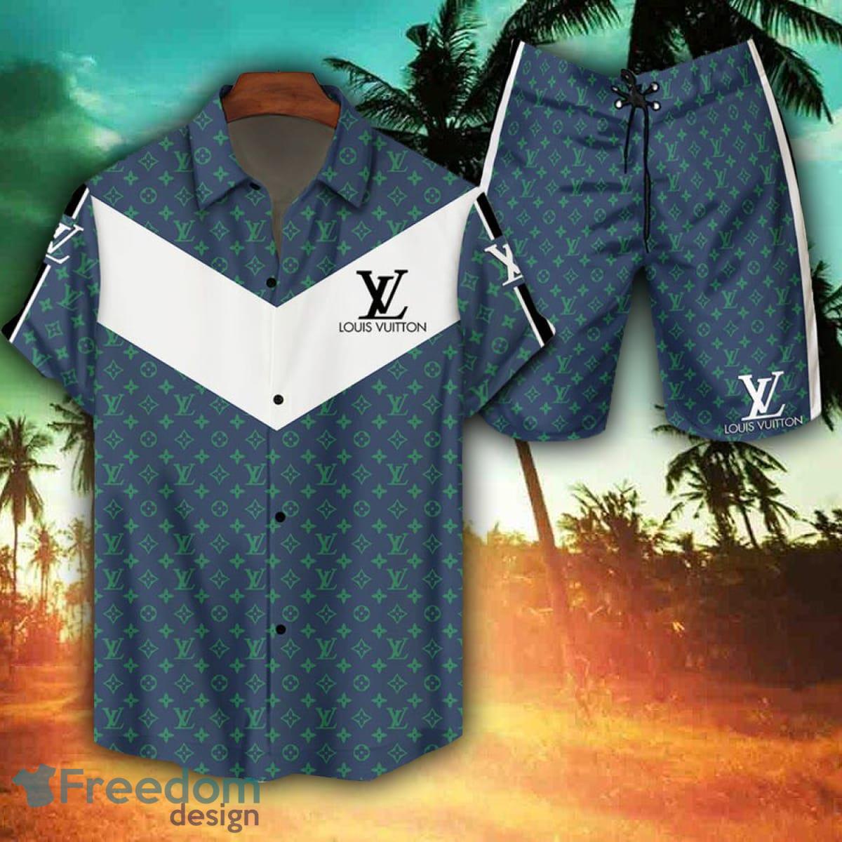 Couture island print Louis Vuitton Logo Pattern Hawaiian Shirt And Short  Set - Freedomdesign