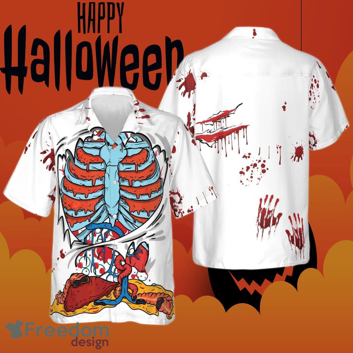 Creepy Ripped Open Rib Cage Organs Halloween Hawaiian Shirt Product Photo 1