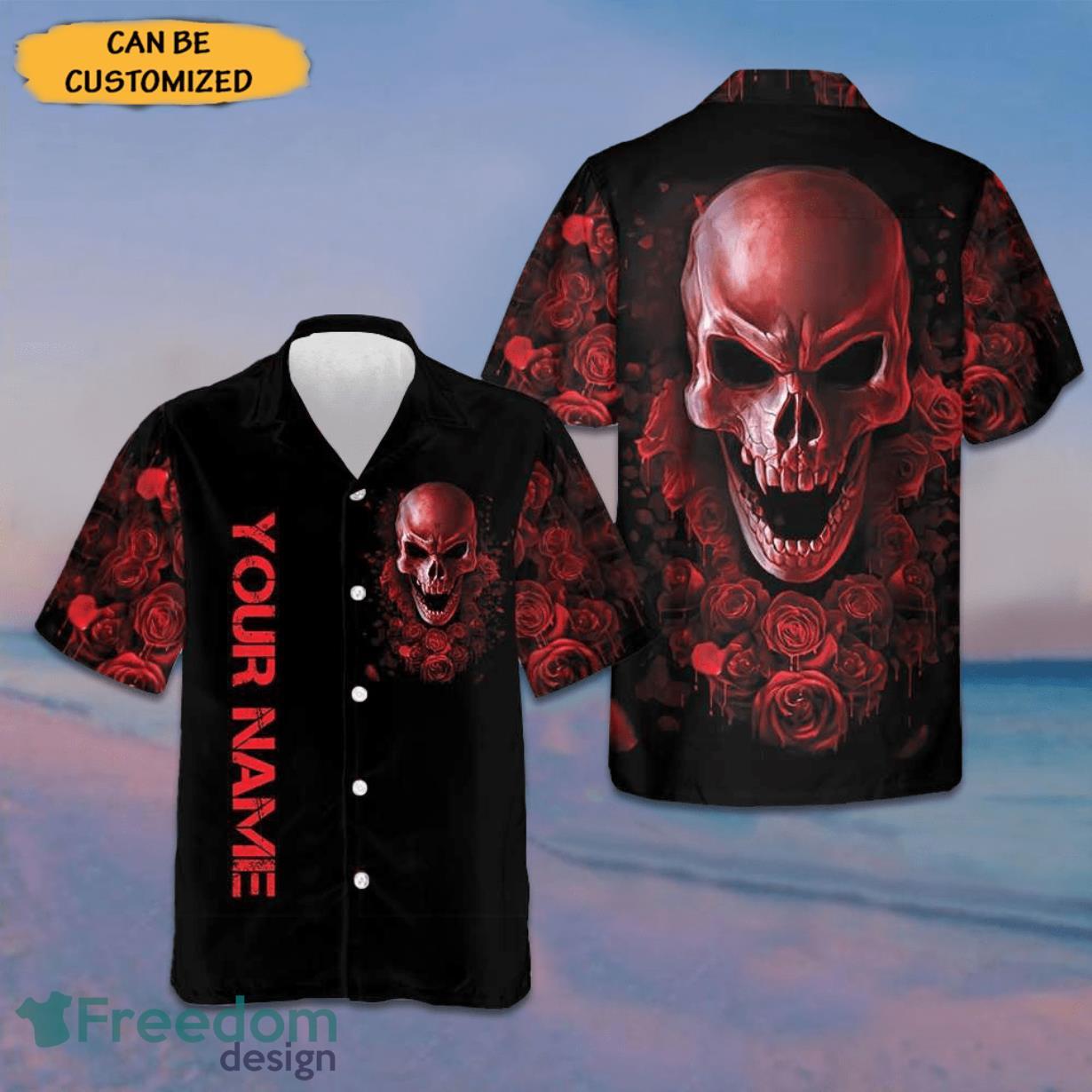 Custom Blood Rose Skull Hawaiian Shirt Gifts For Halloween Product Photo 1