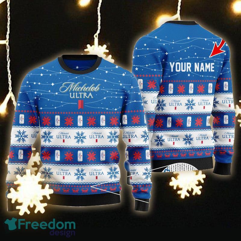 Custom Name Christmas Twinkle Lights Michelob Ultra Ugly Christmas Sweater - Personalized Christmas Twinkle Lights Michelob Ultra Ugly Christmas Sweater Custom Name Christmas Twinkle Lights Michelob Ultra Ugly Christmas Sweater - Personalized Christmas Twinkle Lights Michelob Ultra Ugly Christmas Sweater