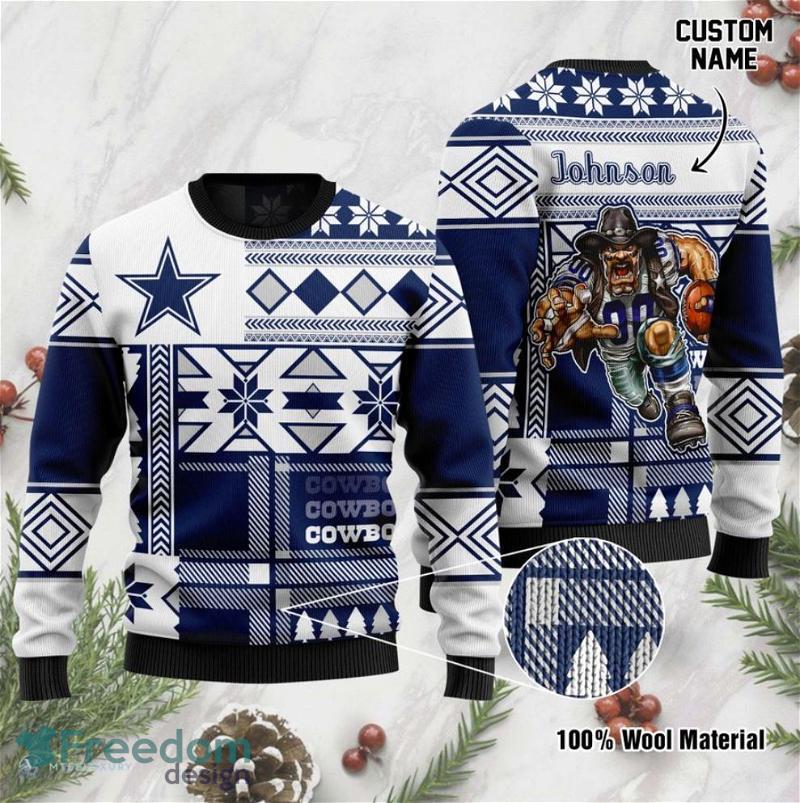 Dallas Cowboys Ugly Sweater, Santa Hat Ho Ho Ho Personalized Ugly Christmas  Sweater 3d - T-shirts Low Price