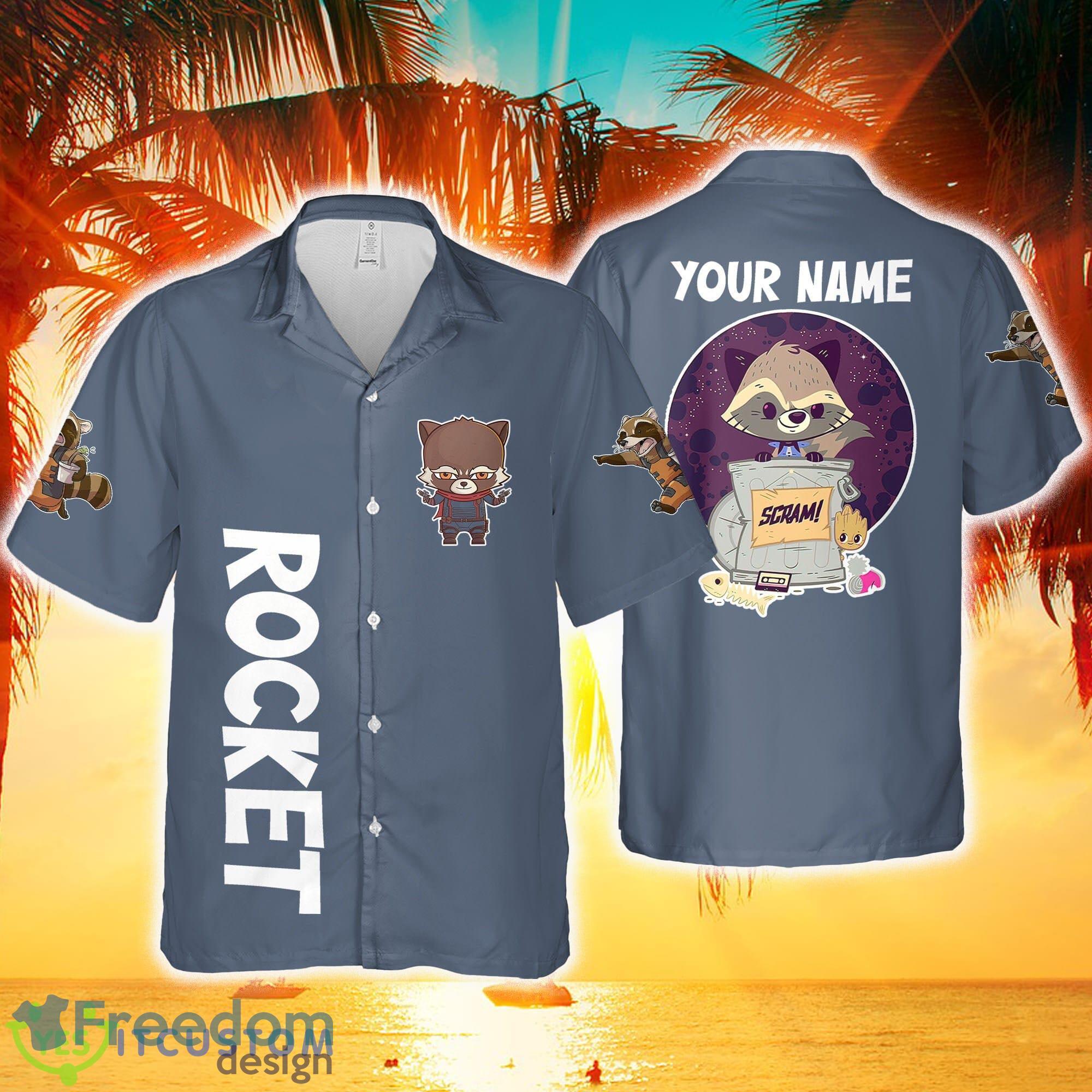 Custom Name Rocket Raccoon Guardian Guardians of the Galaxy Hawaiian Aloha  Shirt Gift For Men And Women - Freedomdesign