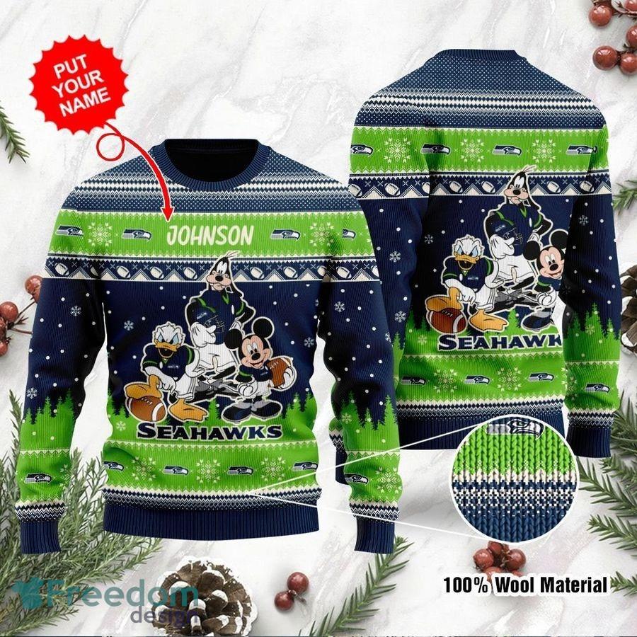 Seahawks Ugly Christmas Sweater Inexpensive Mickey Seattle