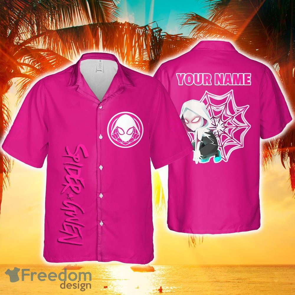 Custom Name Spider Man Across the Spider Verse Gwen Chibi Pink Hawaiian Aloha Shirt Gift For Men And Women - 300723-183933 Custom Name Spider Man Across the Spider Verse Gwen Chibi Pink Hawaiian Aloha Shirt Gift For Men And Women - 300723-183933