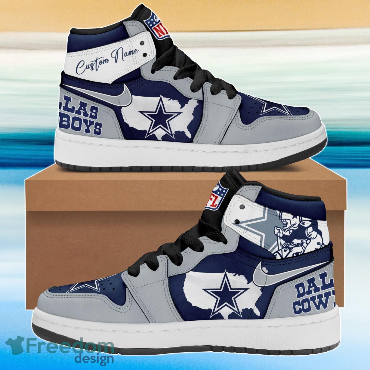 Dallas Cowboys Air Jordan Hightop Shoes Custom Name - Freedomdesign