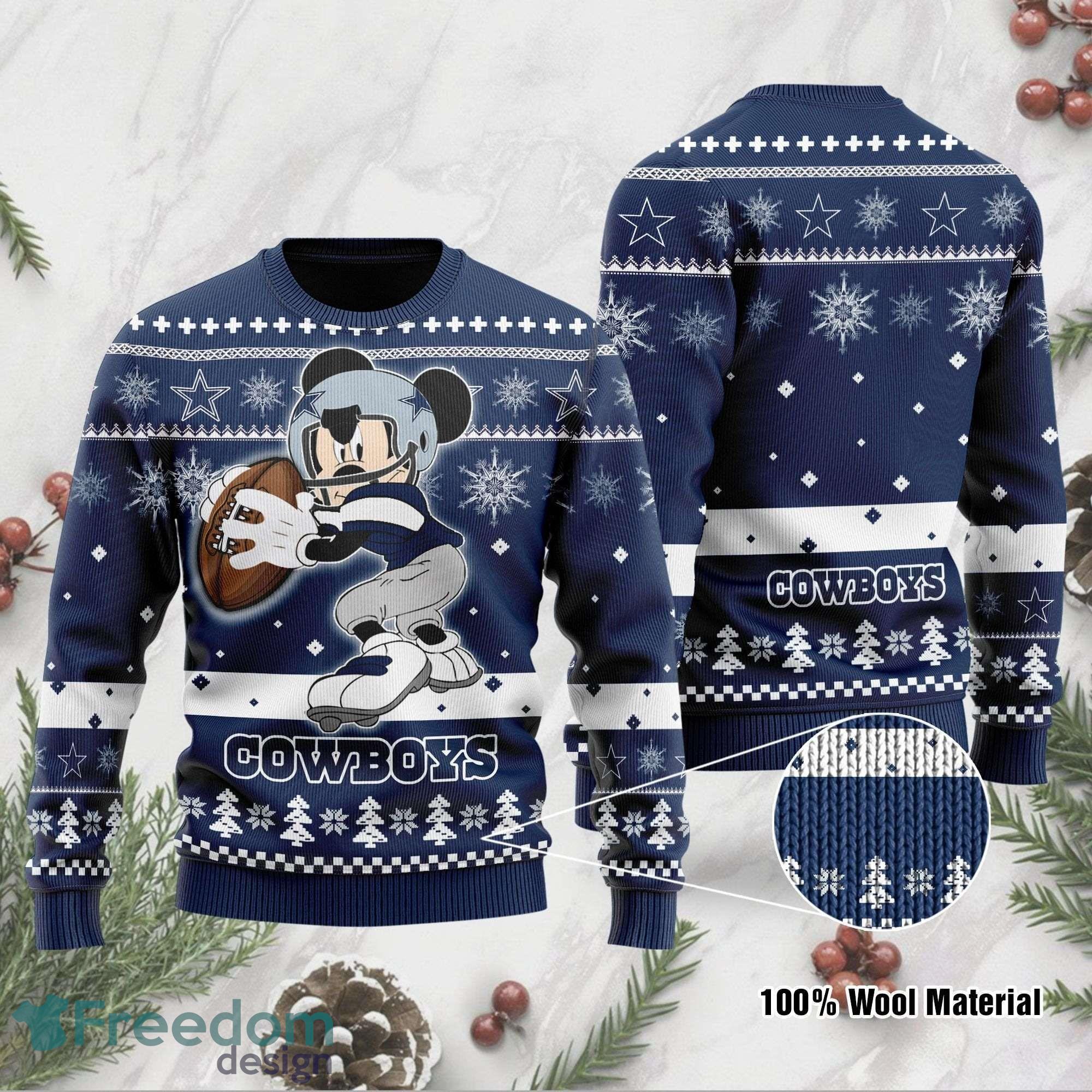 Christmas Gift Dallas Cowboys Mickey Cute 3D Ugly Christmas Sweater For Men  And Women