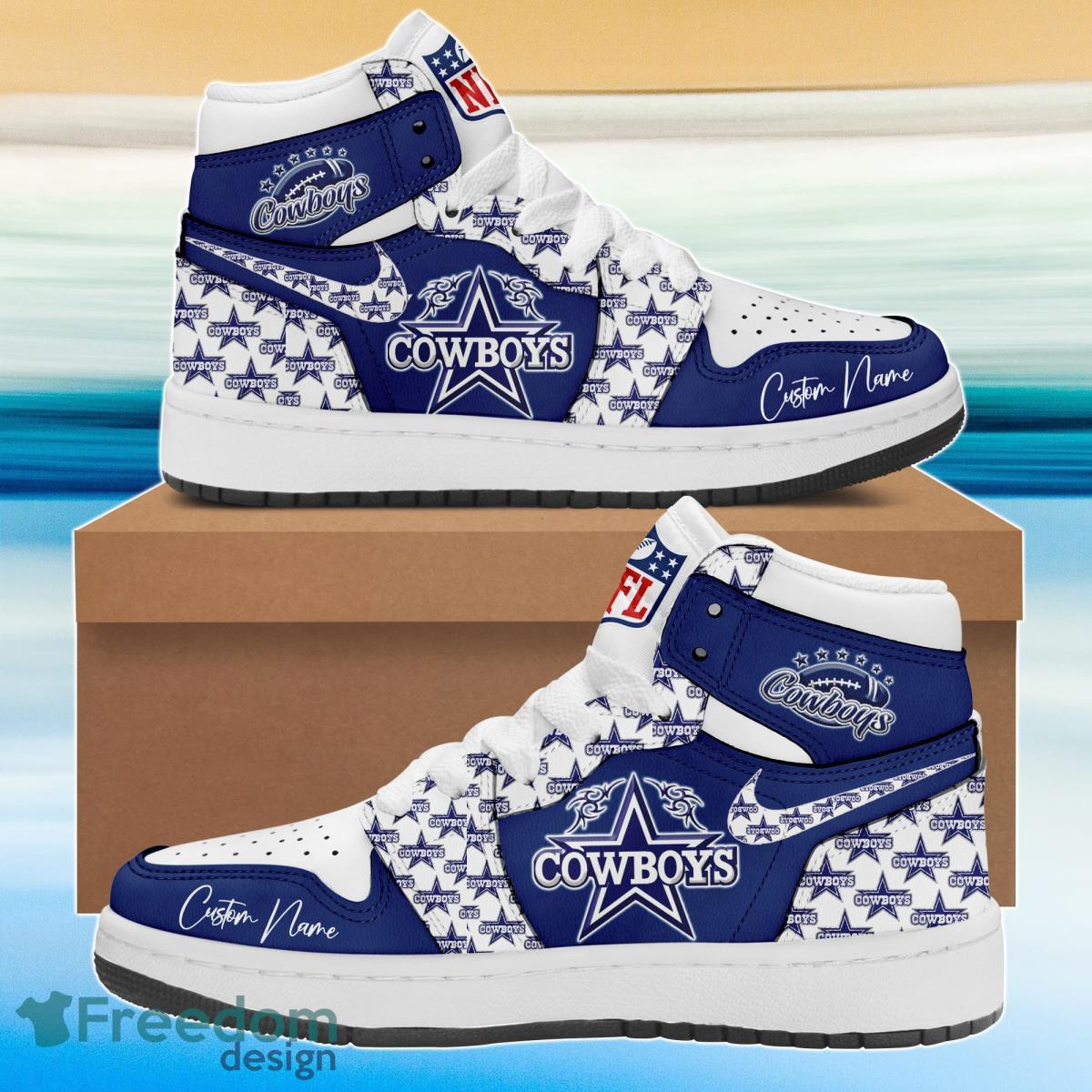 Dallas Cowboys NHL Sneaker Air Jordan Hightop Custom Name Product Photo 1