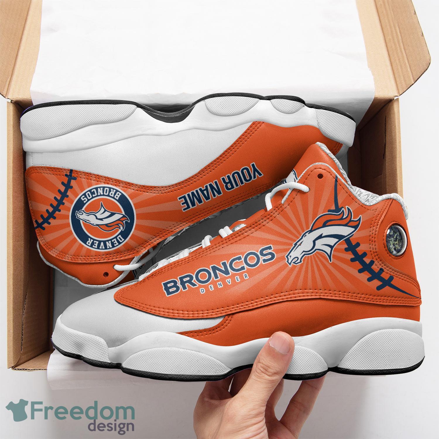 Denver Broncos Fans Custom Name Air Jordan 13 Sneaker Shoes