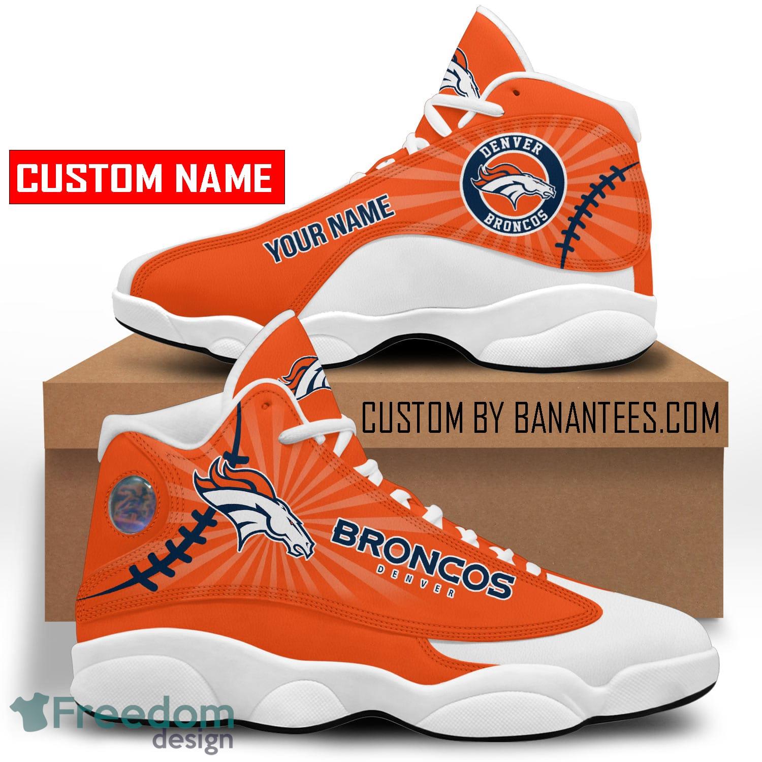 Denver Broncos Fans Custom Name Air Jordan 13 Sneaker Shoes