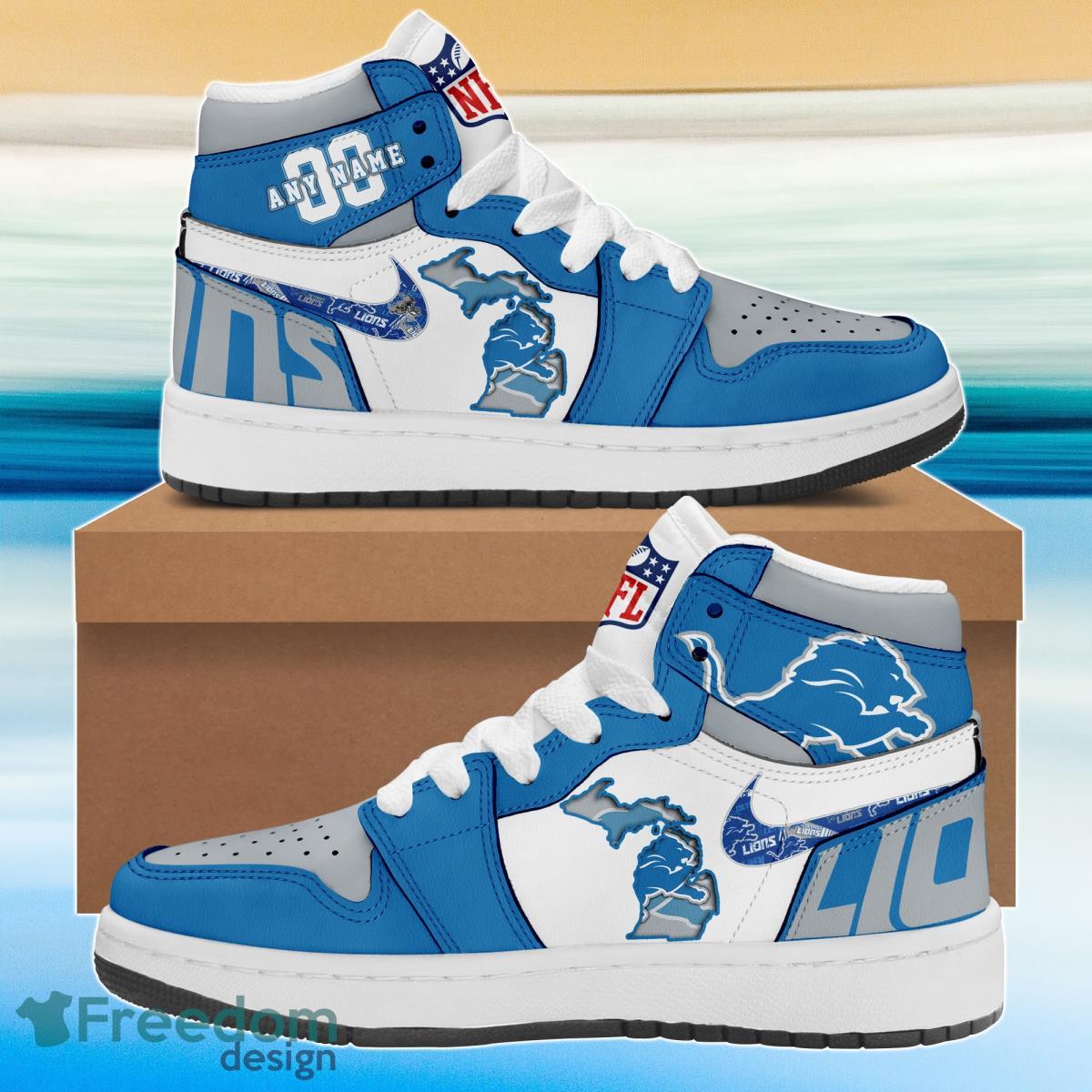 Detroit Lions Air Jordan 13 Sneaker, Detroit Lions Custom Shoes -  Reallgraphics