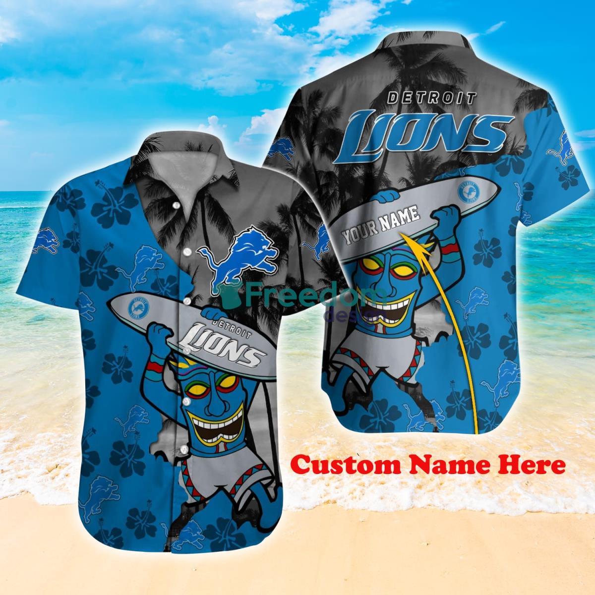 Detroit Lions NFL Custom Name Hawaiian Shirt - Banantees